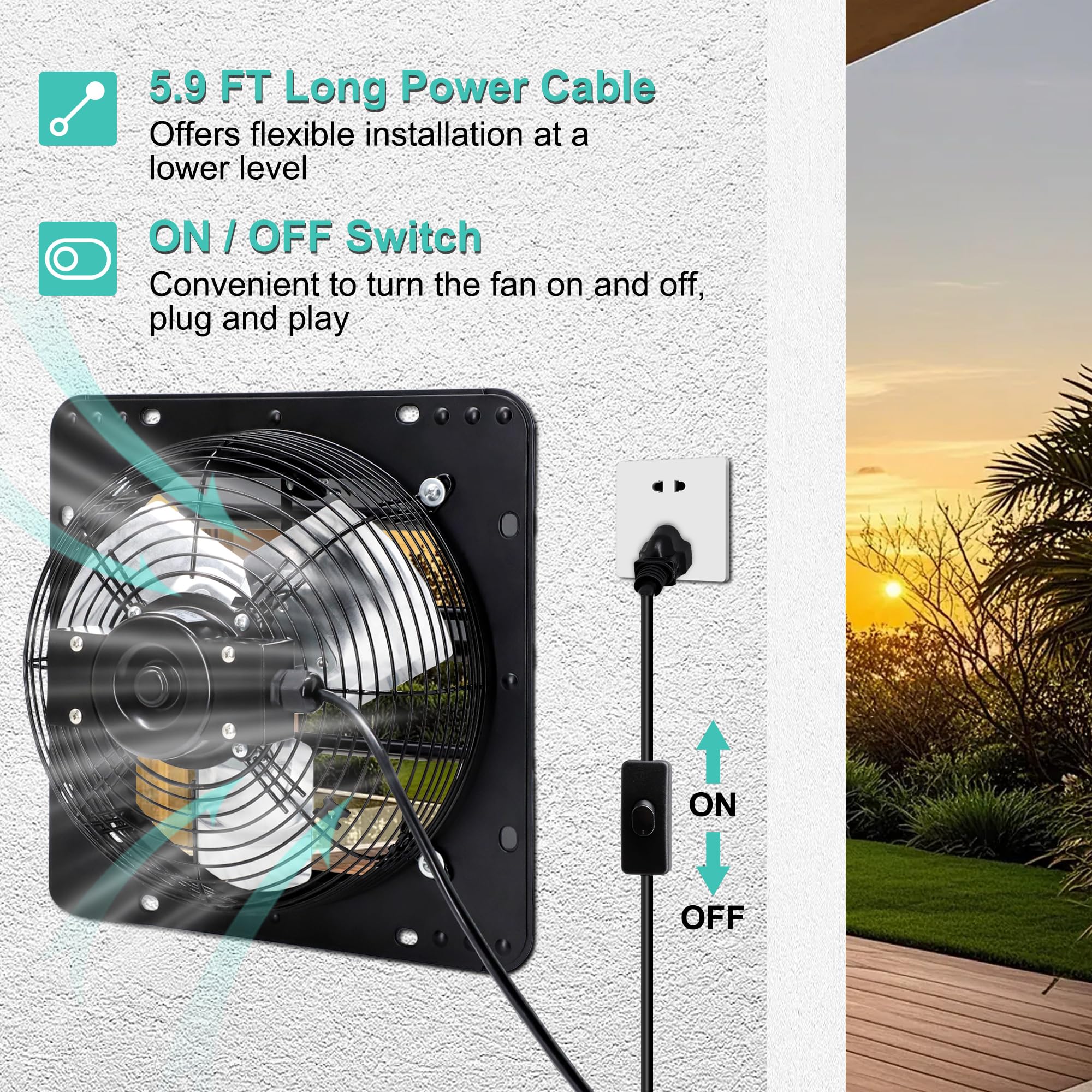 Hipoilk 10 Inch Wall Mounted Shutter Exhaust Fan With Thermostat And Speed Controller For Attic, Greenhouse, Shed, Garage, Chick