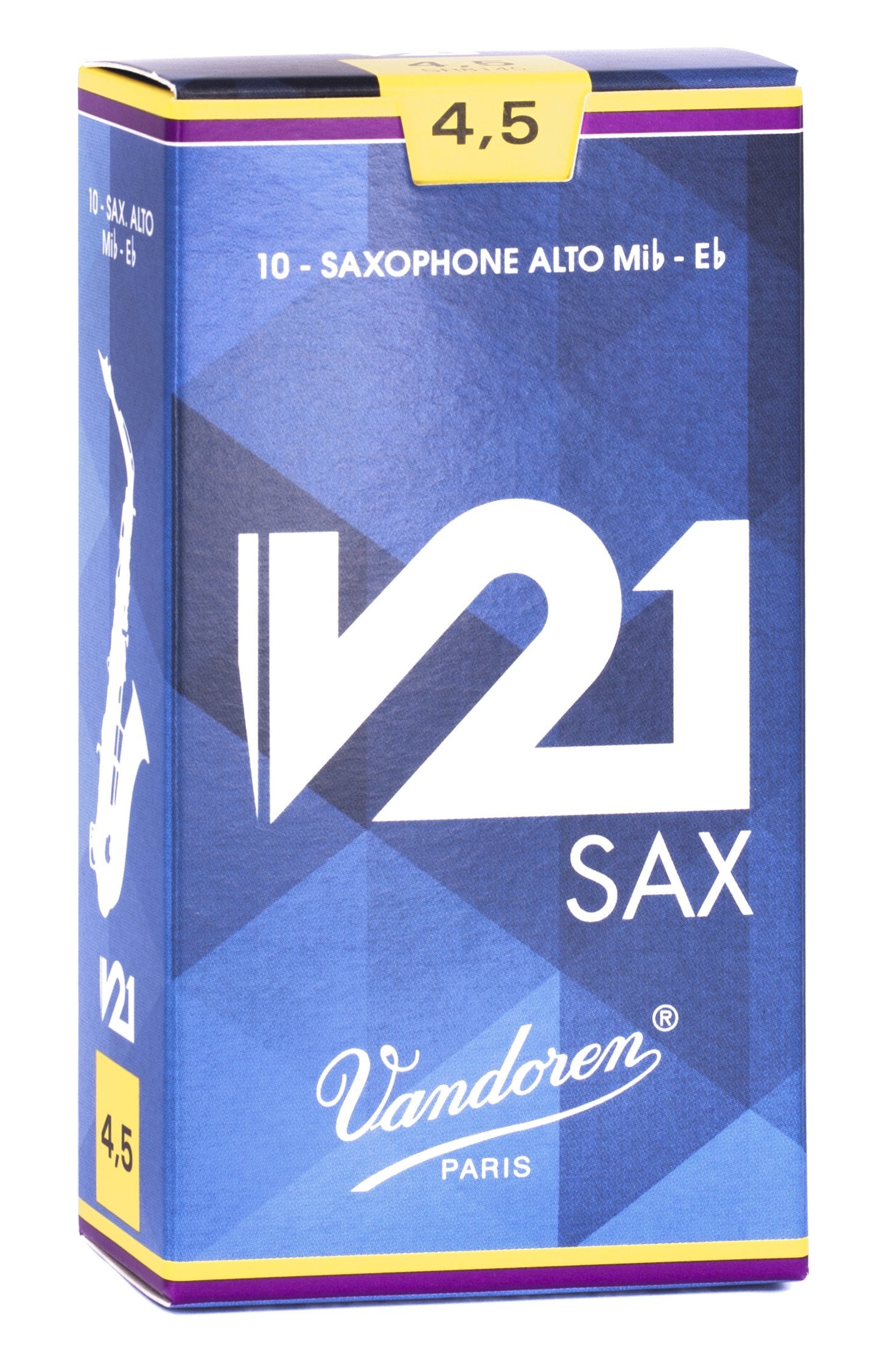 Vandoren Sr8145 Alto Saxophone V21 Reeds Strength 45 Box Of 10