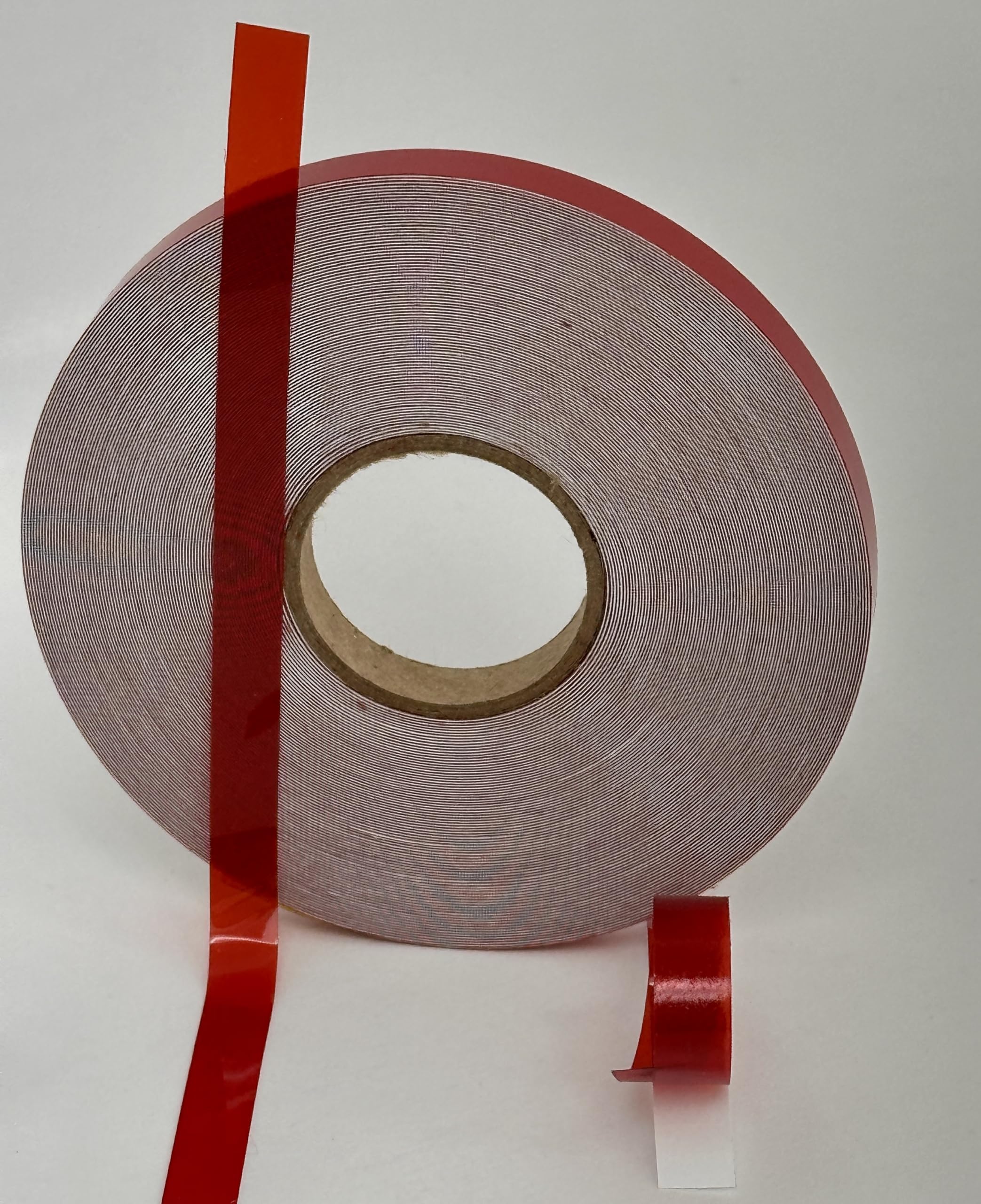Paper Street Plastics Transparent Vinyl Tape with Self-Adhesive. (1/4 inch x 50 ft, Red)