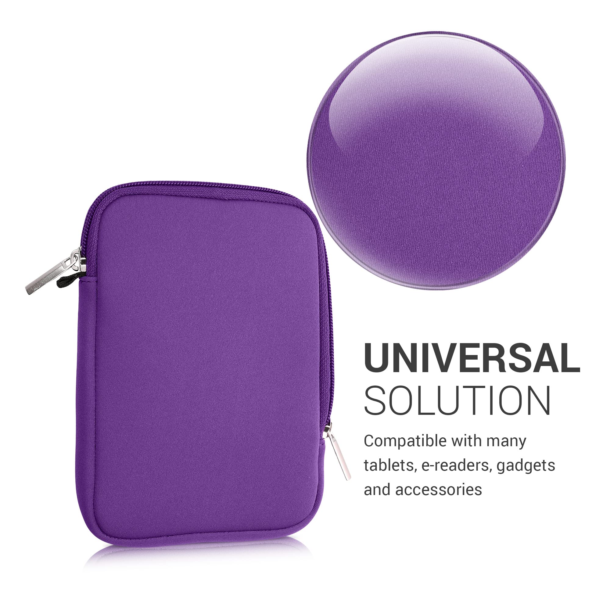 Kwmobile Neoprene E Reader Pouch Size 6'' Ereader   Universal Ebook Sleeve Case With Zipper   Violet