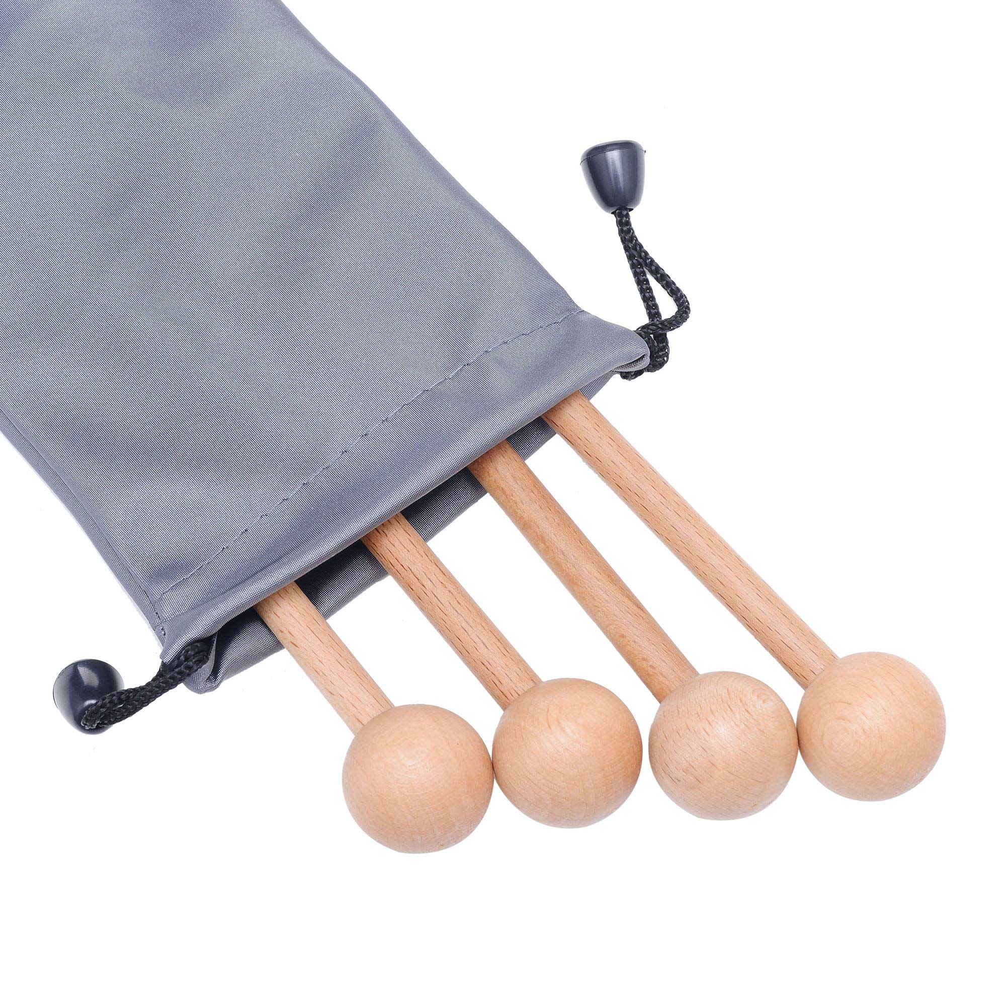 2 Pair Wood Mallets Percussion Sticks For Glockenspiel, Xylophone, Chime, Woodblock, And Bells, 8 Inch Long With A Carry Bag