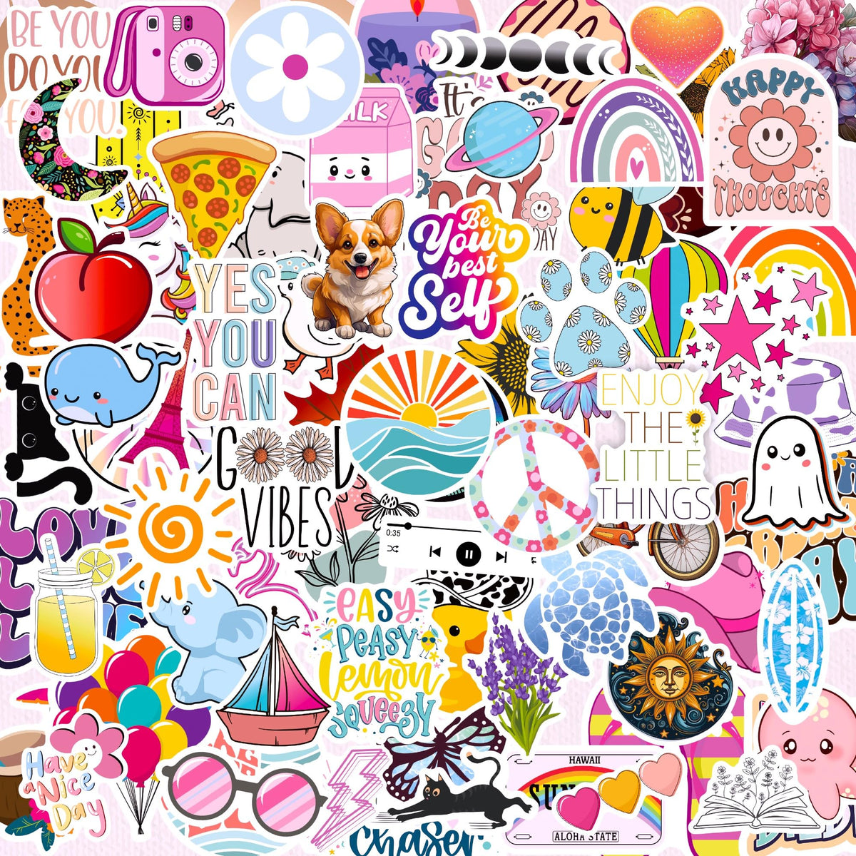 300 Pcs Preppy Stickers, Summer Stickers For Water Bottles Girls, Laptop Accessory Waterproof, Cute Decals For Phone Waterbottle