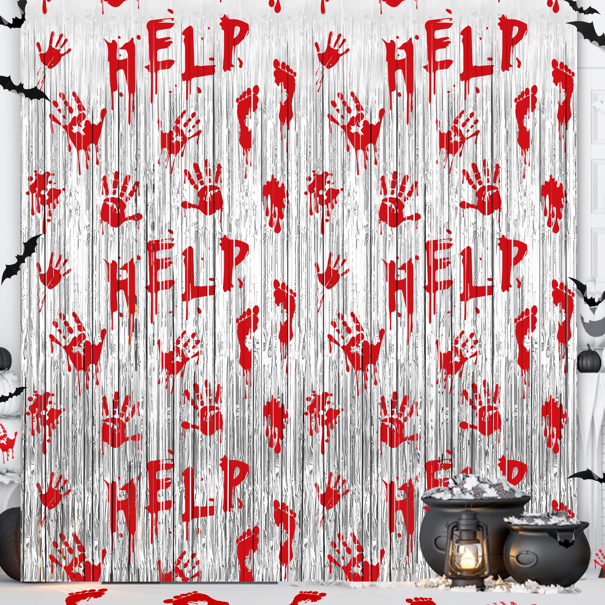 Halloween Party Decorations Scary Bloody Halloween Photo Backdrop Streamers, 2 Pack 3.3 X 6.6 Ft Zombie Vampire Halloween Party