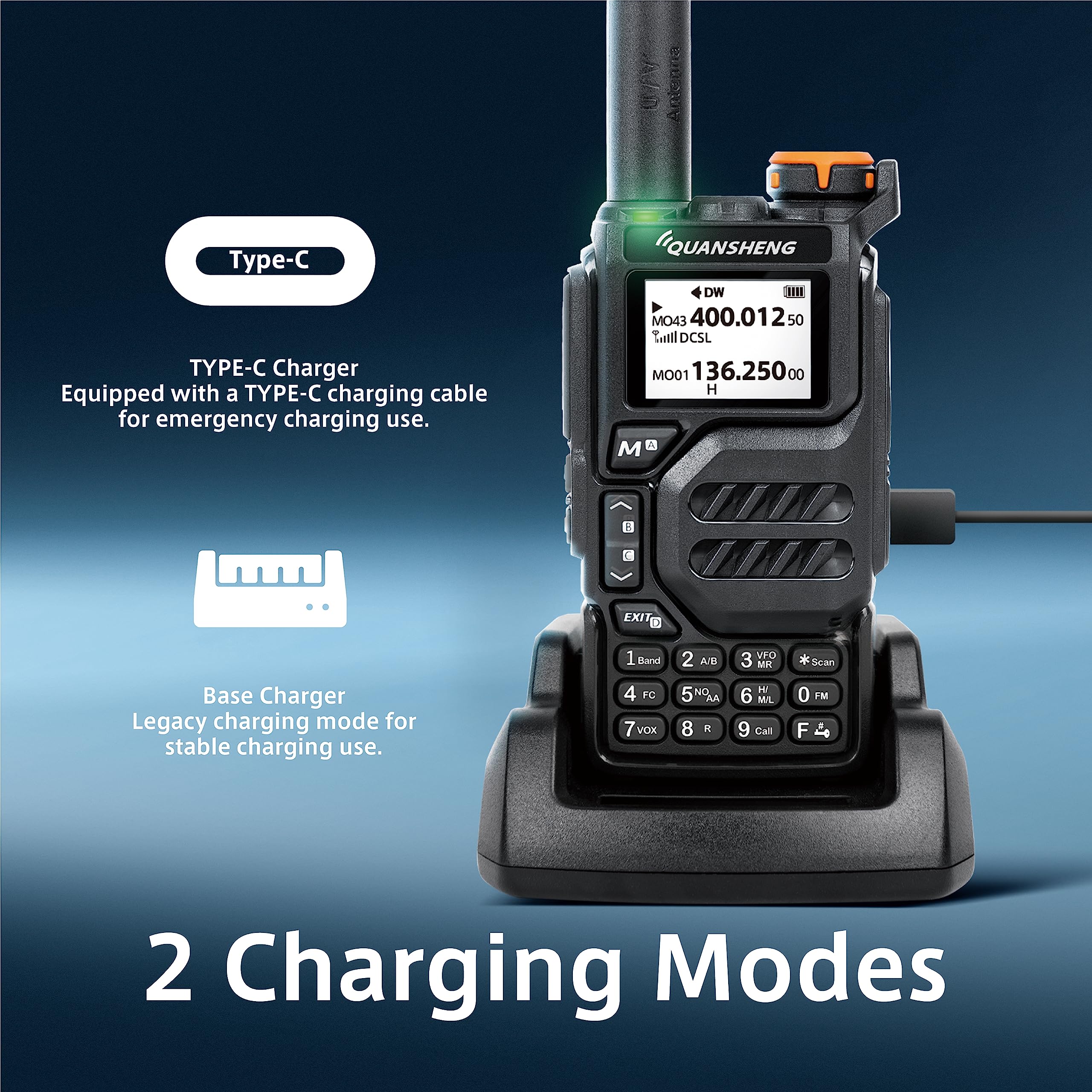 Quansheng Uv K5 Walkie Talkie Dual Band 5W Rechargeable Two Way Radio Noaa Emergency Weather Receiver With Type C Charging Cable