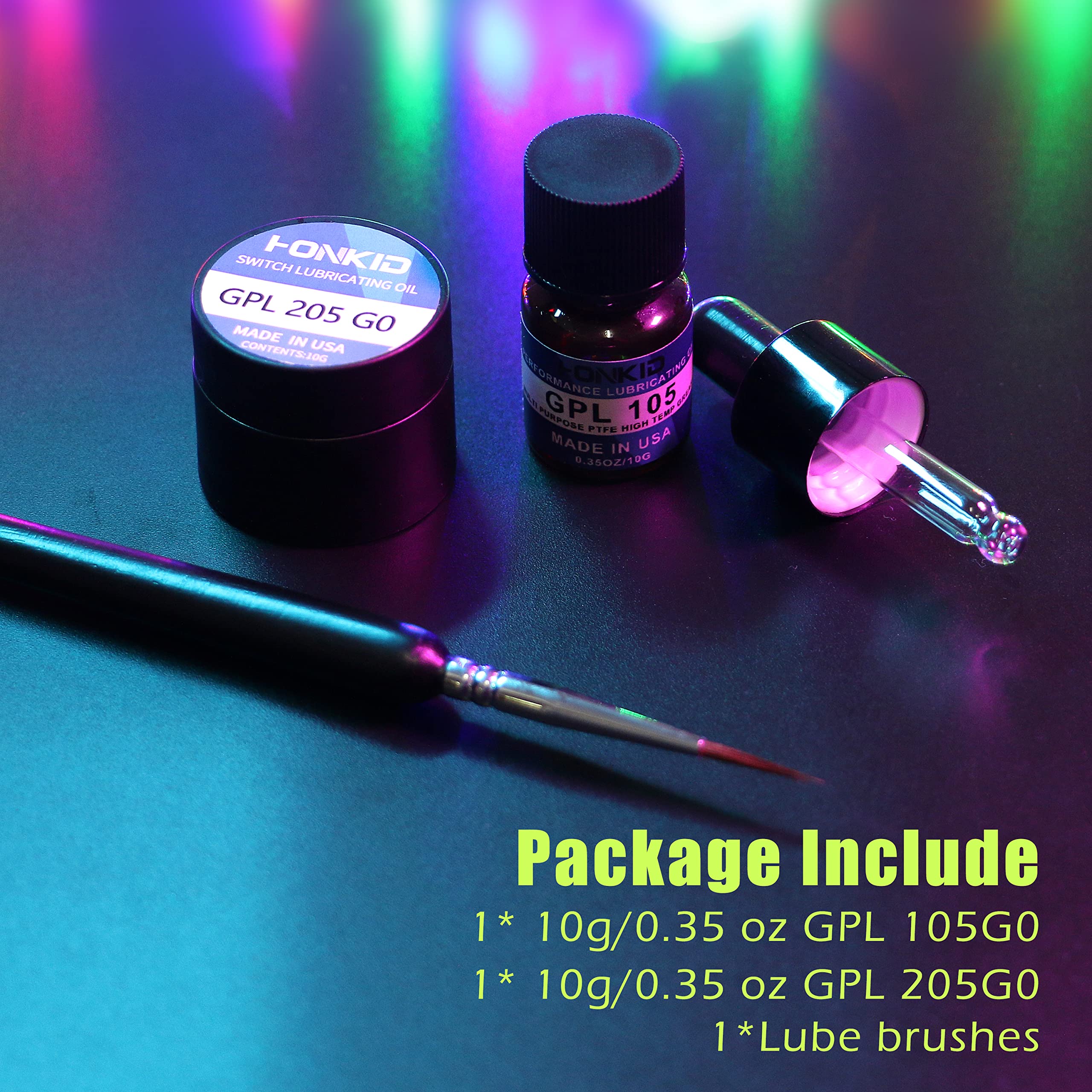 Honkid Keyboard Switch Lube Grease Oil With Gpl 205G0 0.35Oz And Gpl 105 0.35Oz For Mechanical Keyboard Switches And Springs