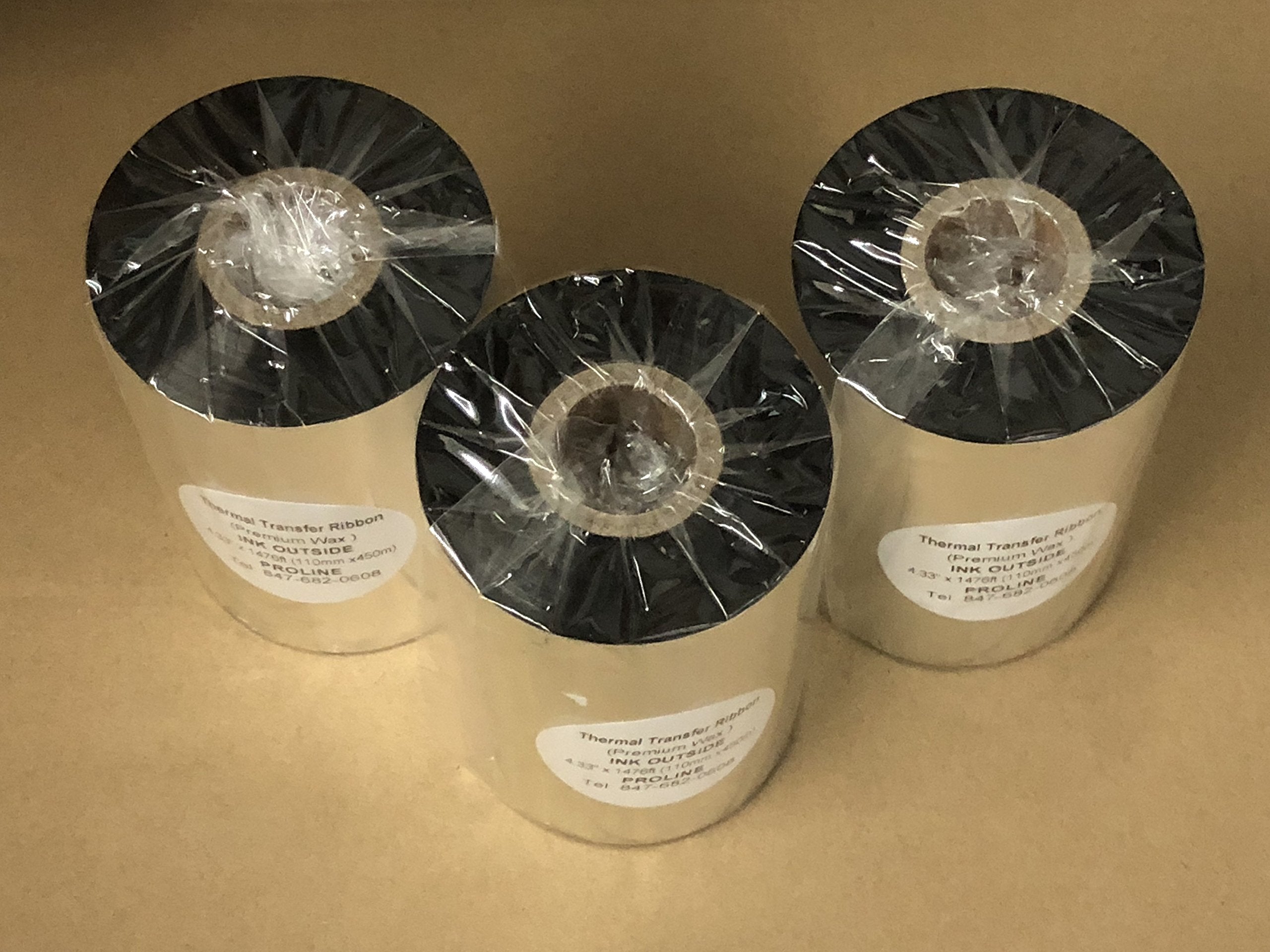 Proline Thermal Transfer Ribbon   Premium Resin Enhanced Wax   4.33'' X 1476'' (110Mm X 450M) Ink Outside Compatible For Zebra D