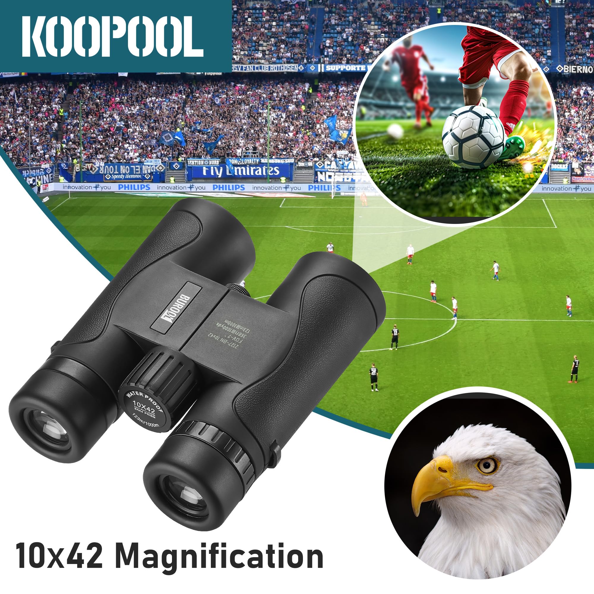 10X42 Hd Professional Binoculars For Adults   High Power Binoculars With Bak4 Prism Fmc Lens, Waterproof Compact Binoculars For
