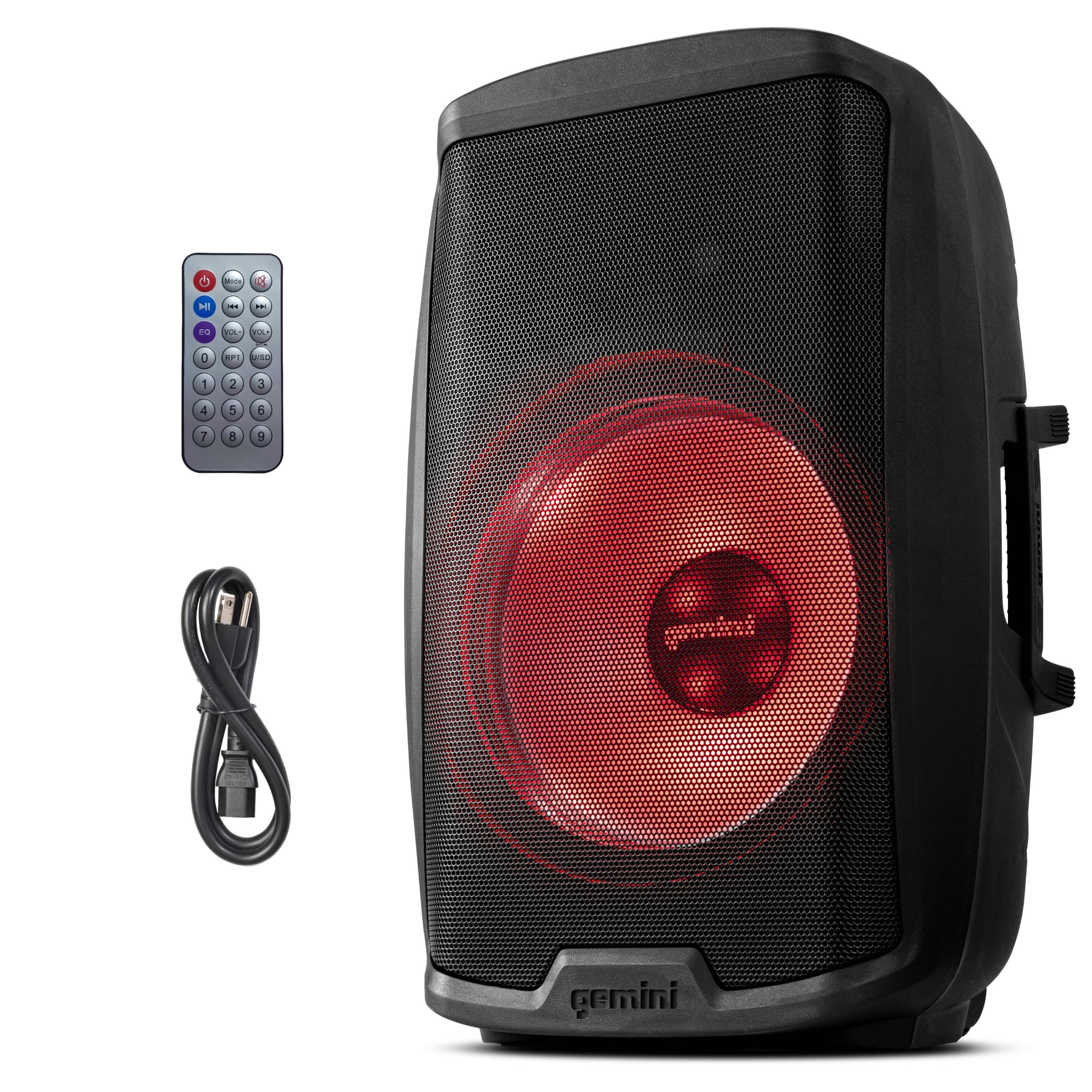 Gemini Sound AS-2115BT-LT Active 2000W Watt Party LED Light 15 Inch Woofer Powered Stage DJ Monitor Bluetooth PA Speaker, Wirele