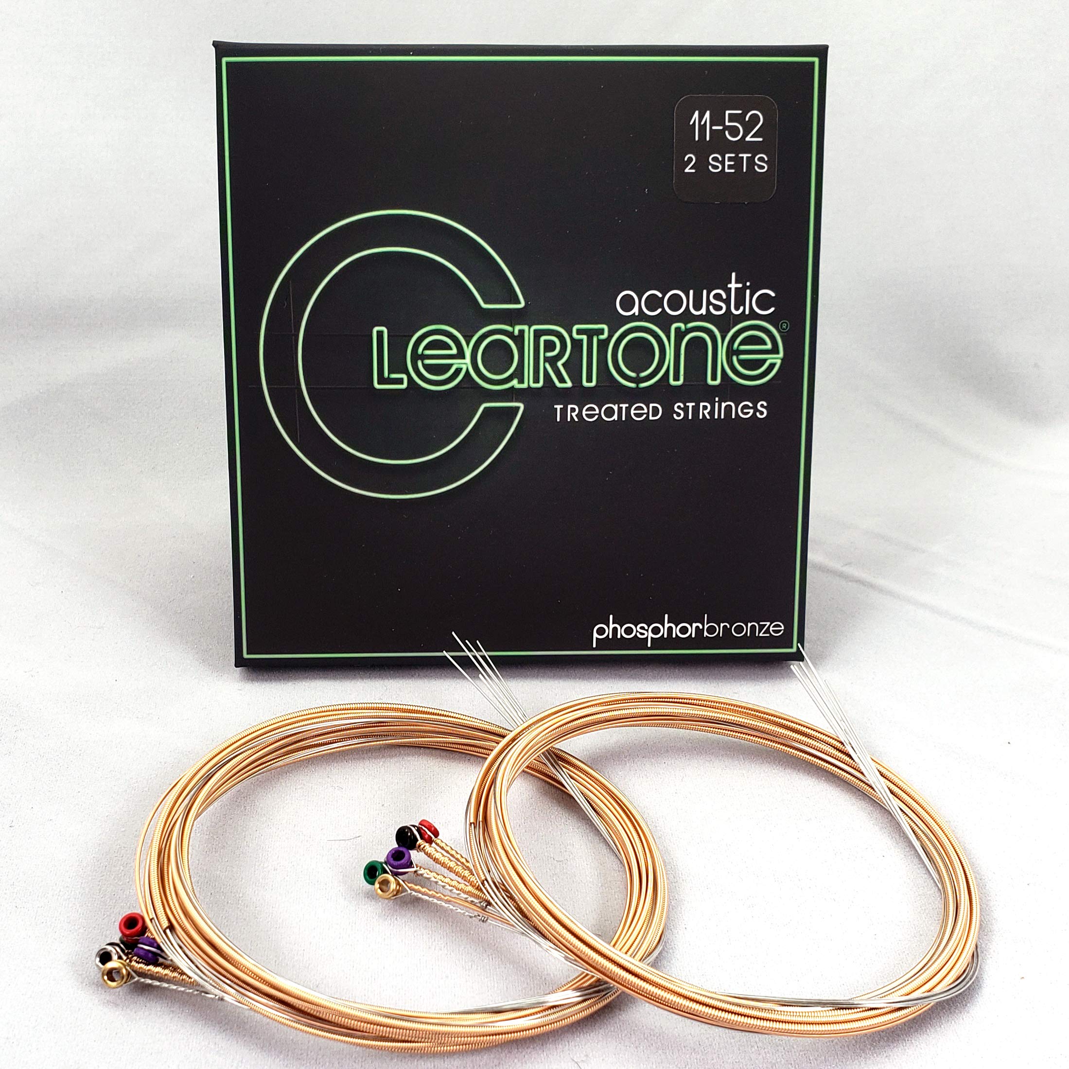 Cleartone Phosphor Bronze Custom Light Acoustic Guitar Strings 11 52 (2 Pack) (11 52)