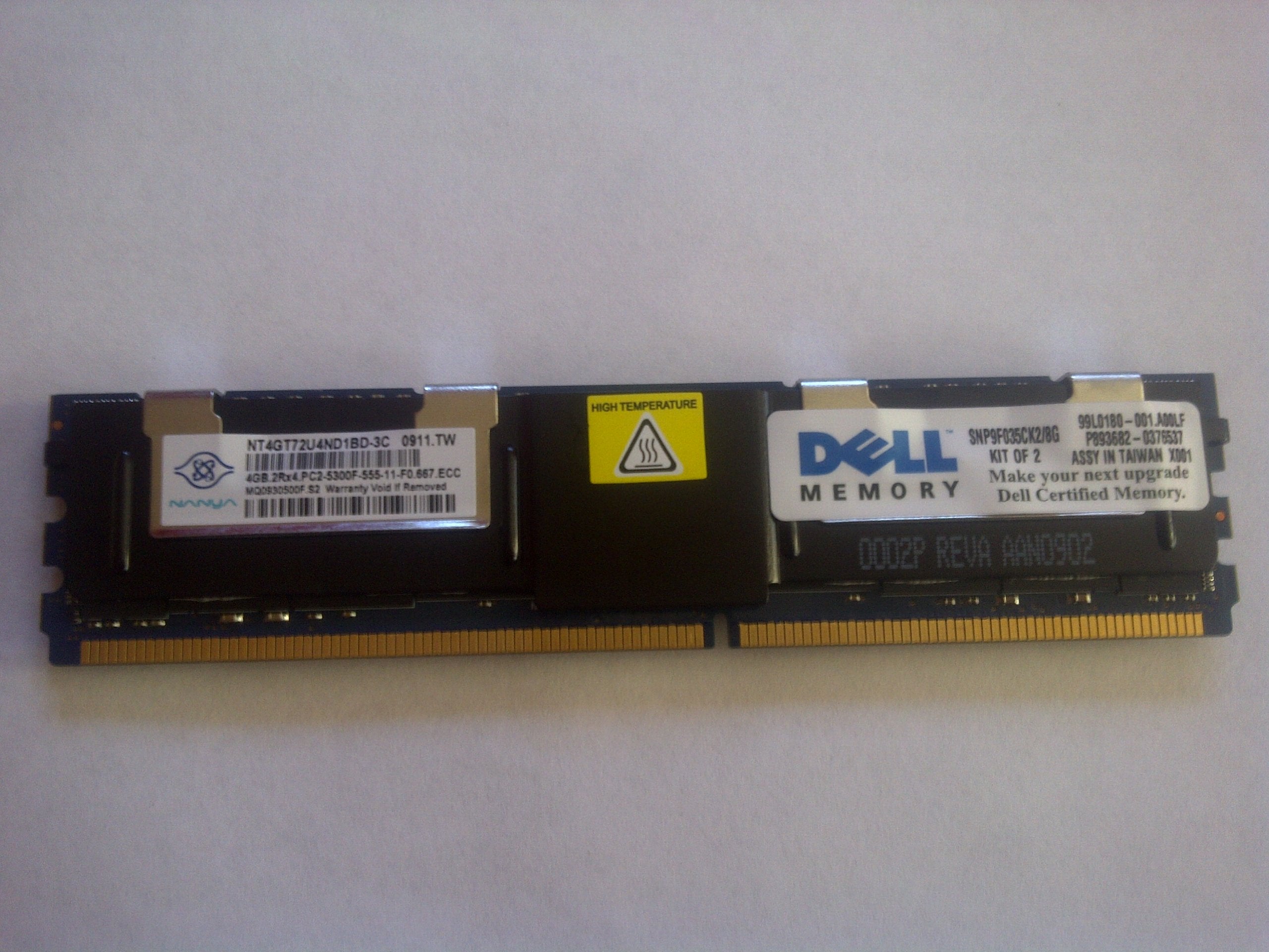 Dell Memory 8GB (2x4GB) PC2 5300 SNP9F035CK2/8G