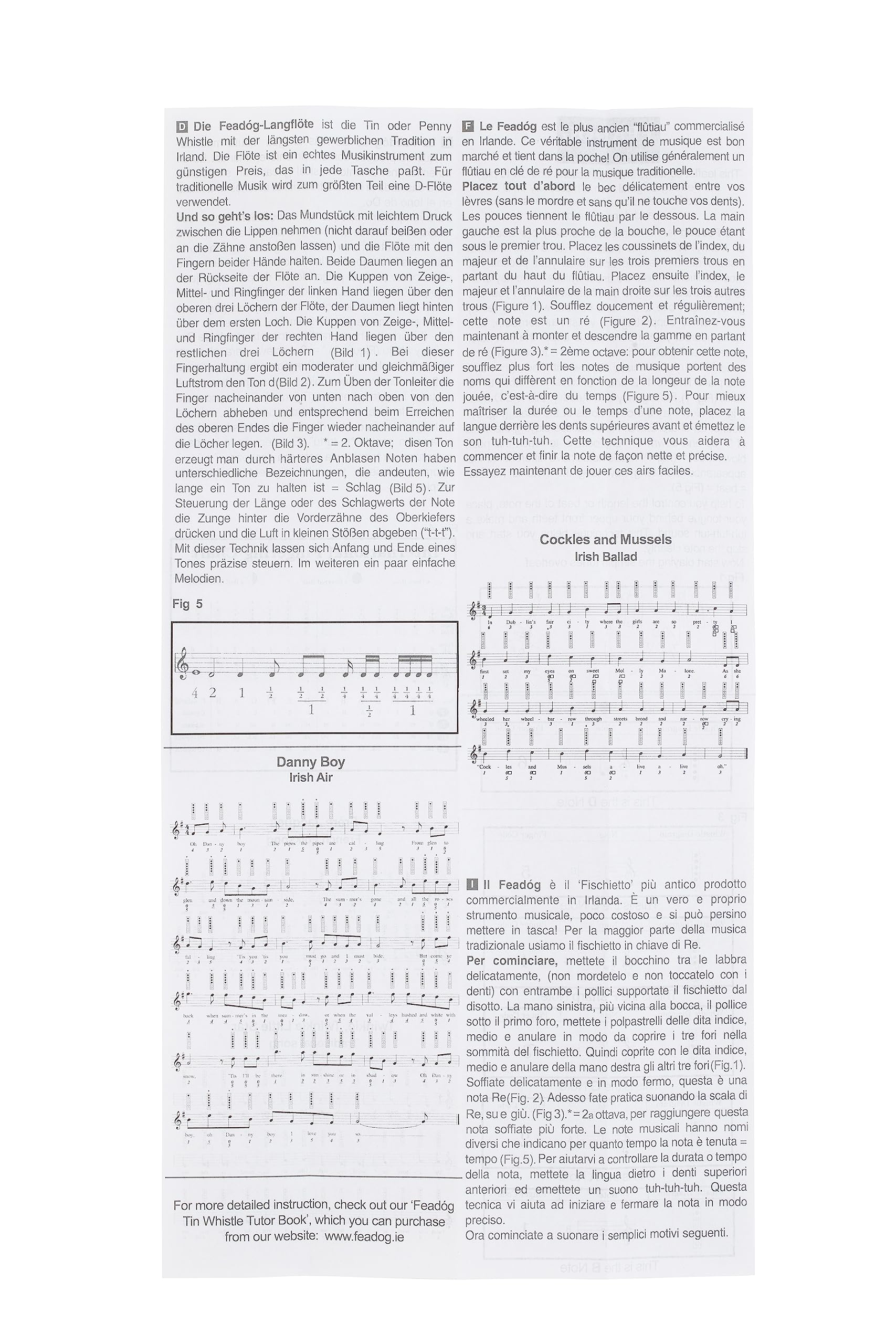 Feadog Iw10 Brass D Whistle, Fw01, One Size