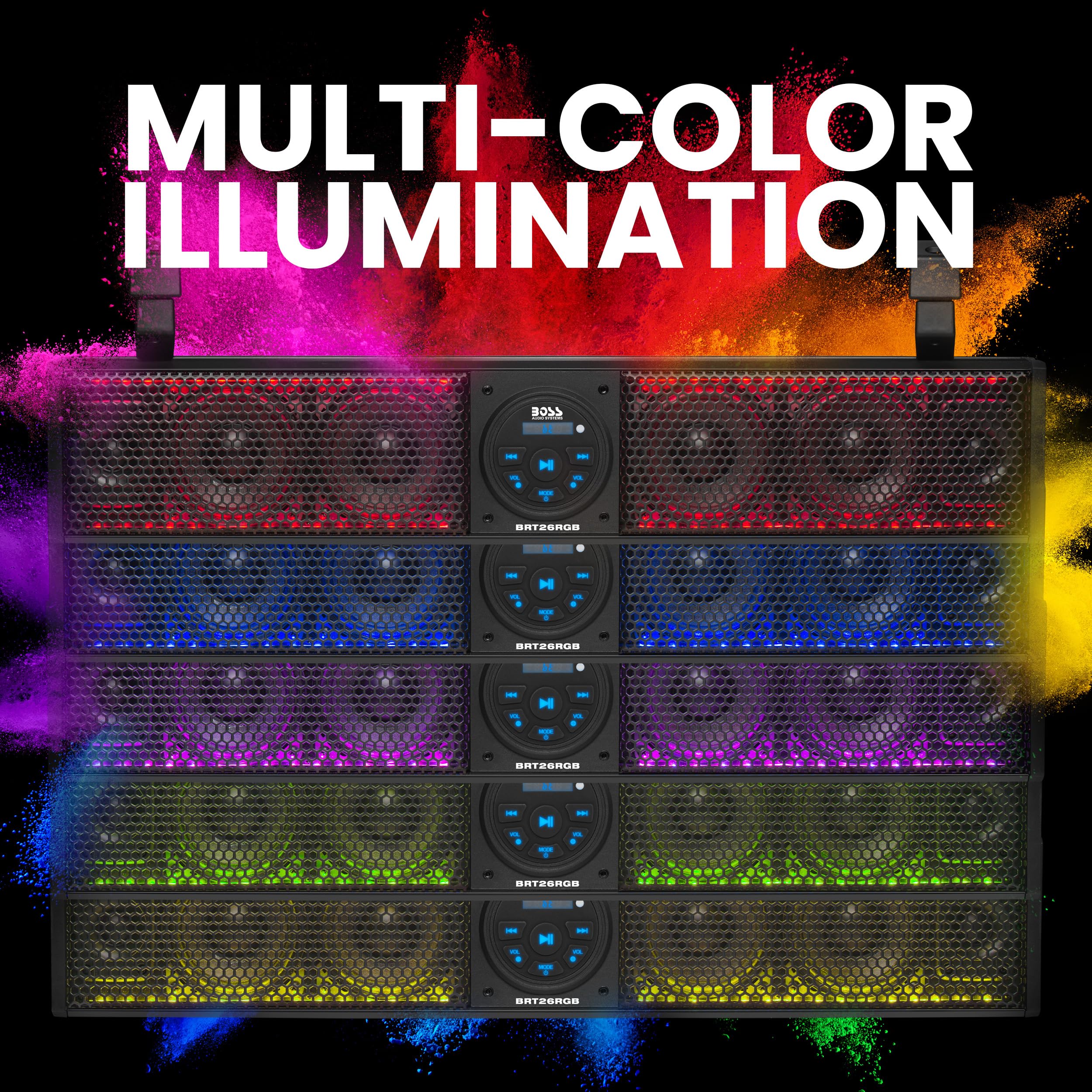 Boss Audio Systems Brt26Rgb Atv Utv Sound Bar   26 Inches Wide, 4 Inch Speakers, 1 Inch Tweeters, Ipx5 Weatherproof, Bluetooth,