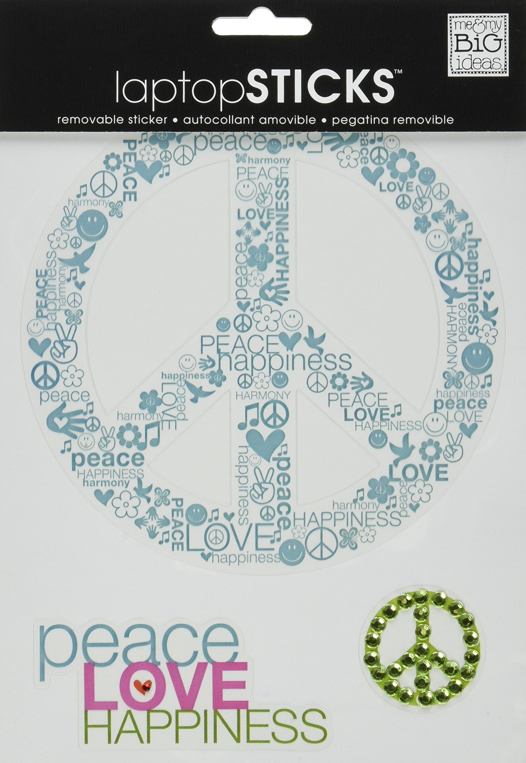 Me & My Big Ideas Removable Laptop Sticker, Peace Love, Blue