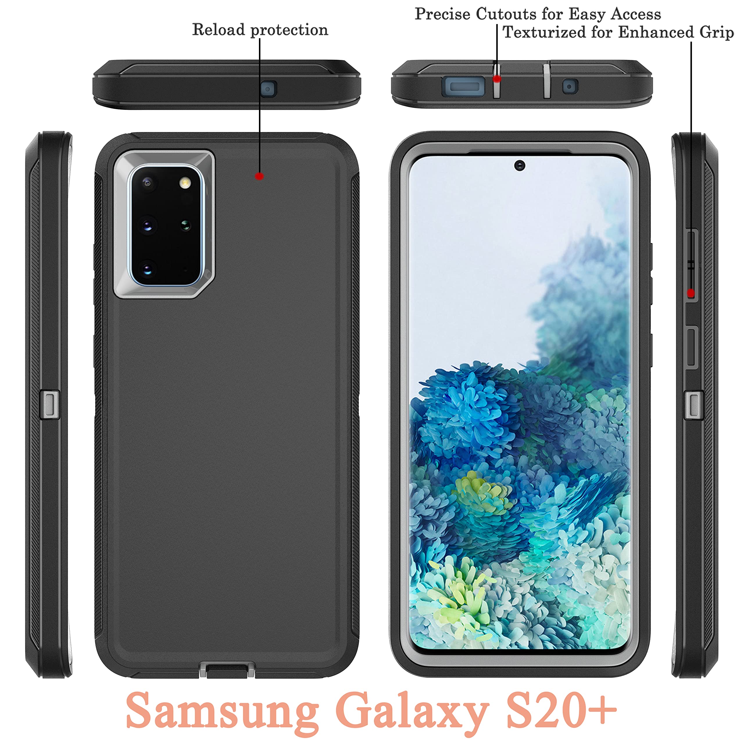 Ymhxcy Three Layer Protection Series Case For Samsung Galaxy S20 Plus 6.7 Inch,With [ Flexible Tpu Film And Camera Lens Film] 2