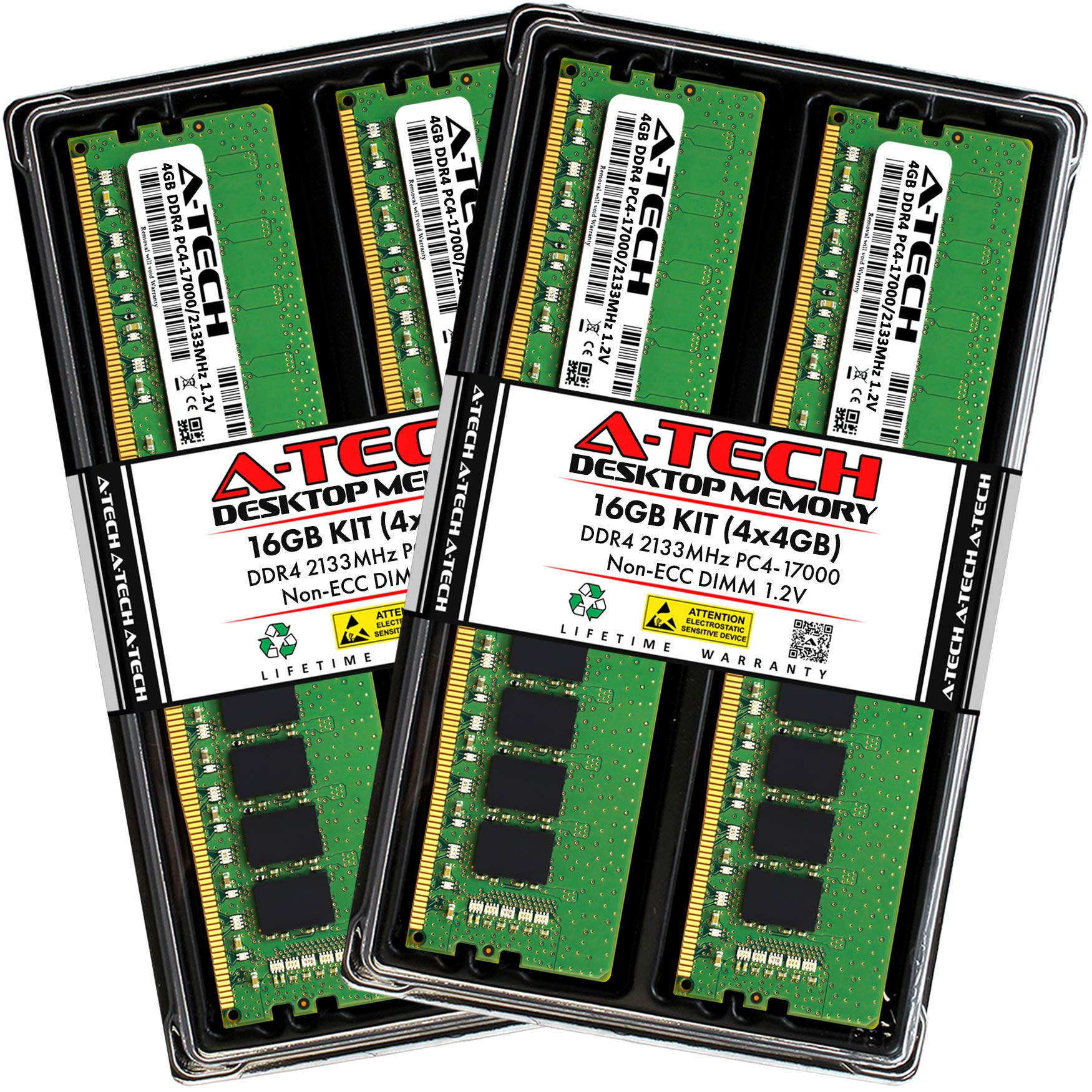 A Tech 16Gb (4X4Gb) Ddr4 2133 Mhz Udimm Pc4 17000 (Pc4 2133P) Cl15 Dimm Non Ecc Desktop Ram Memory Modules