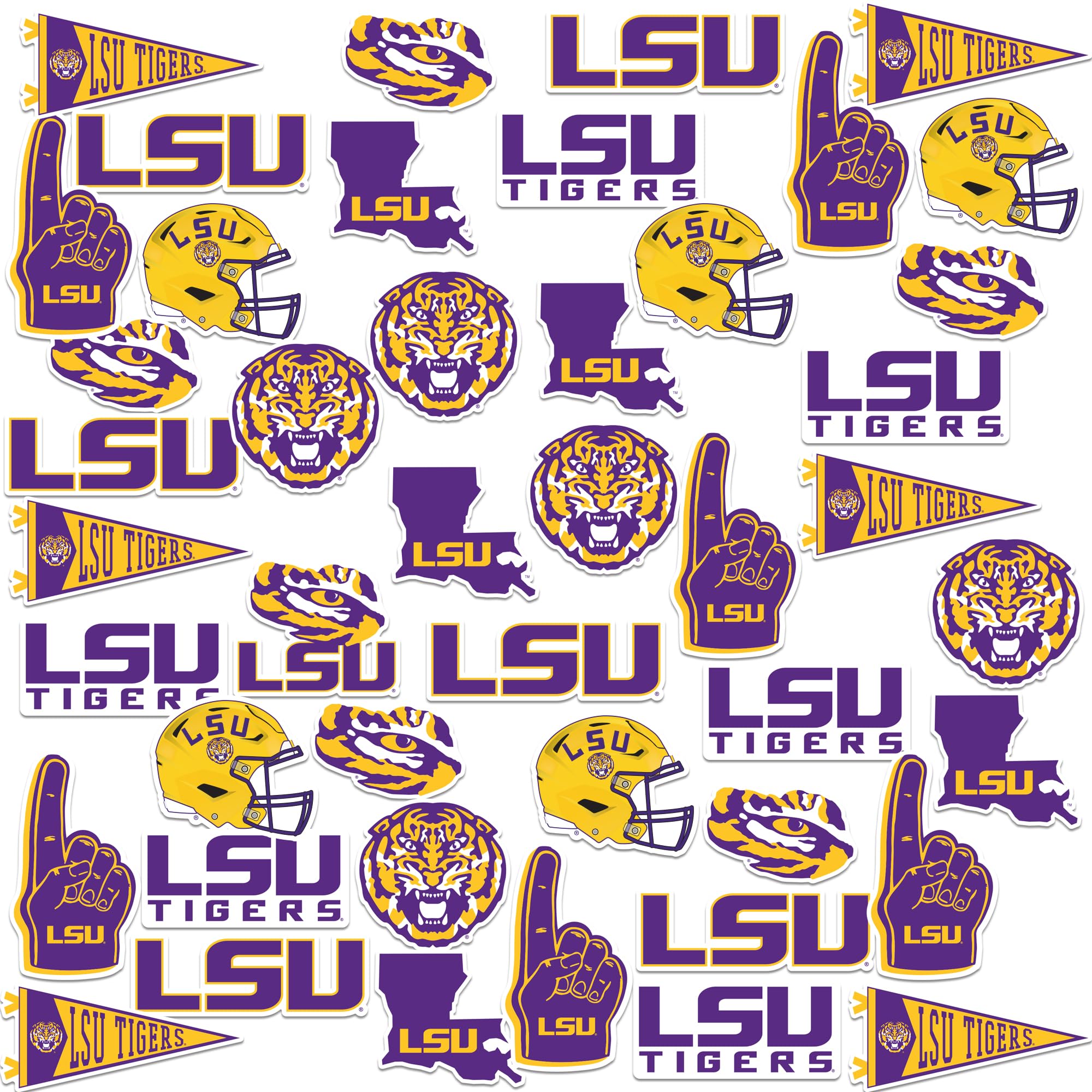Lsu 50Ct Vinyl Large Deluxe Stickers Variety Pack   Laptop, Water Bottle, Scrapbooking, Tablet, Skateboard, Indoor/Outdoor   Set