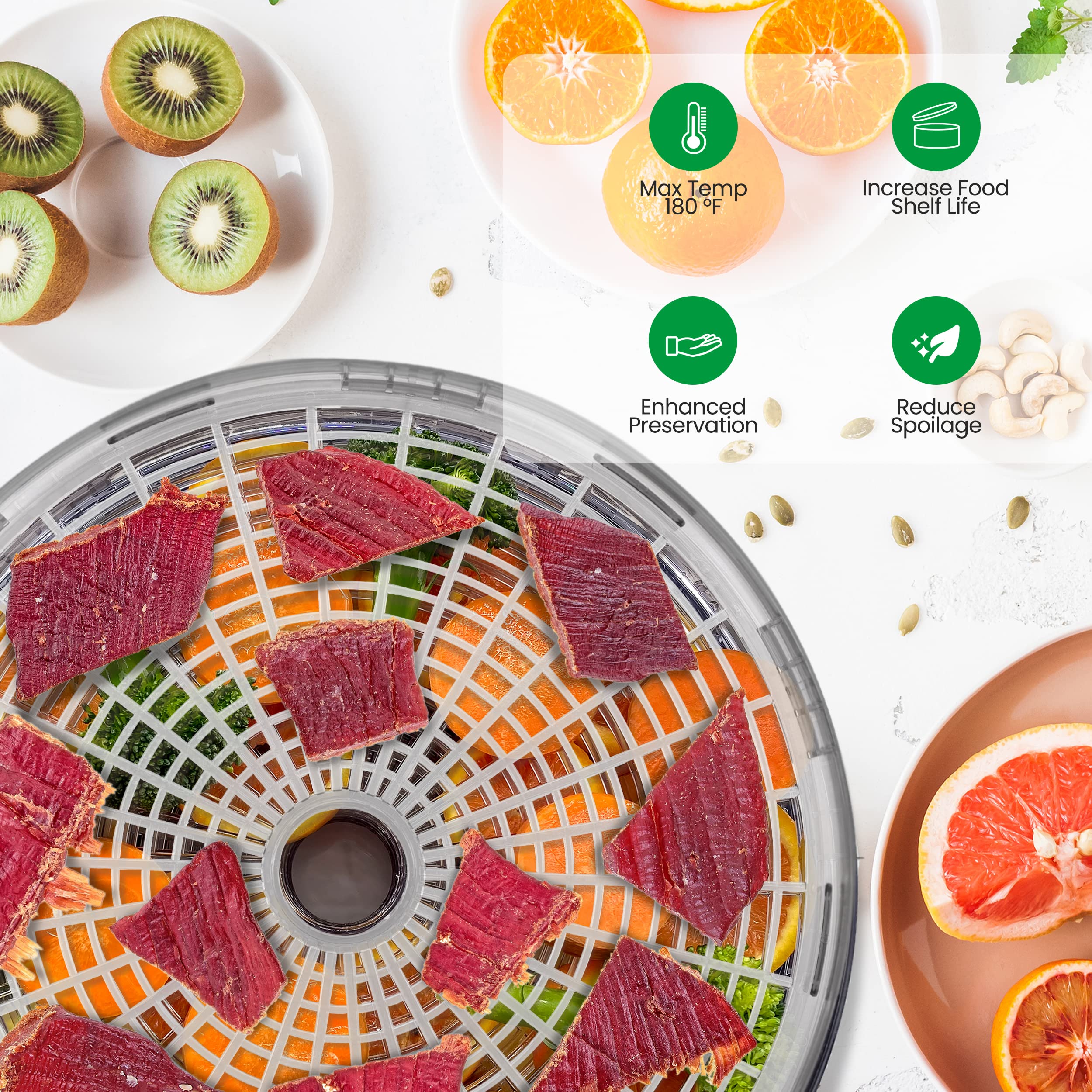 Nutrichef Food Dehydrator Machine | Dehydrates Beef Jerky, Meat, Food, Fruit, Vegetables & Dog Treats | Great For At Home Use |