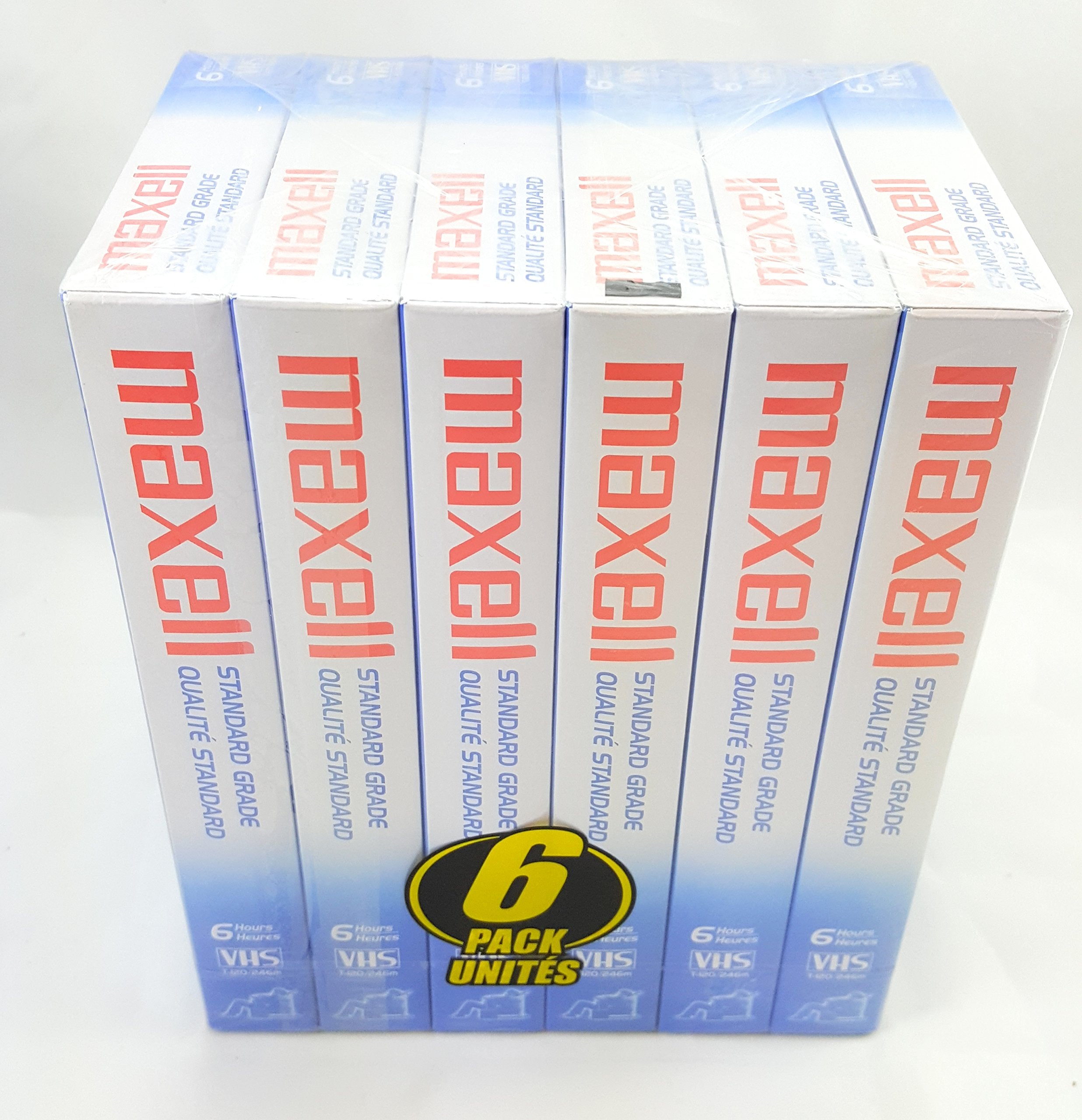 Maxell Std T-120 Vhs Standard Grade Videotape, 6 Pack