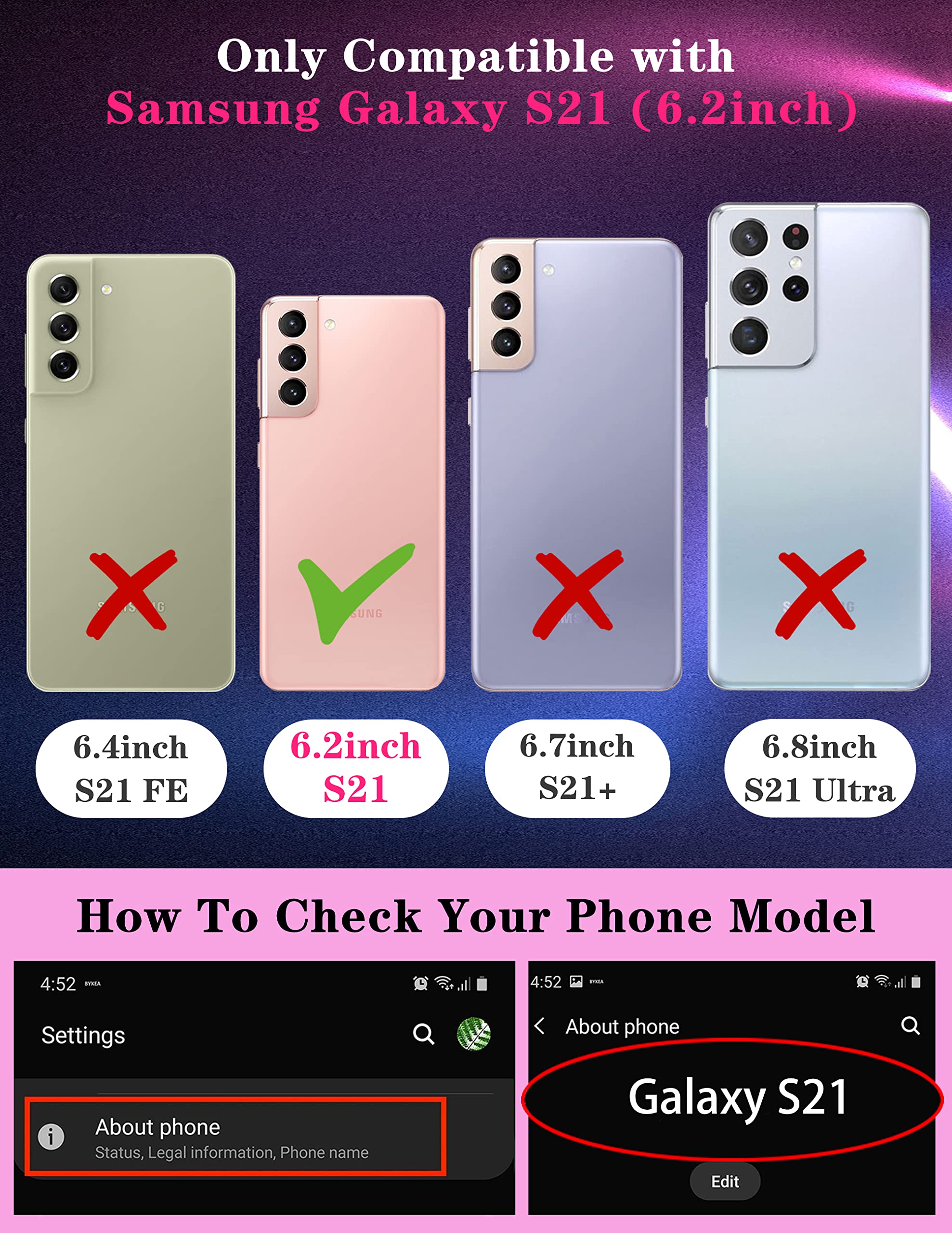 Goocrux (2In1 For Samsung Galaxy S21 Case Dinosaur Women Girls Cute Cartoon Phone Cover With Slide Camera Cover+Ring Holder Gree