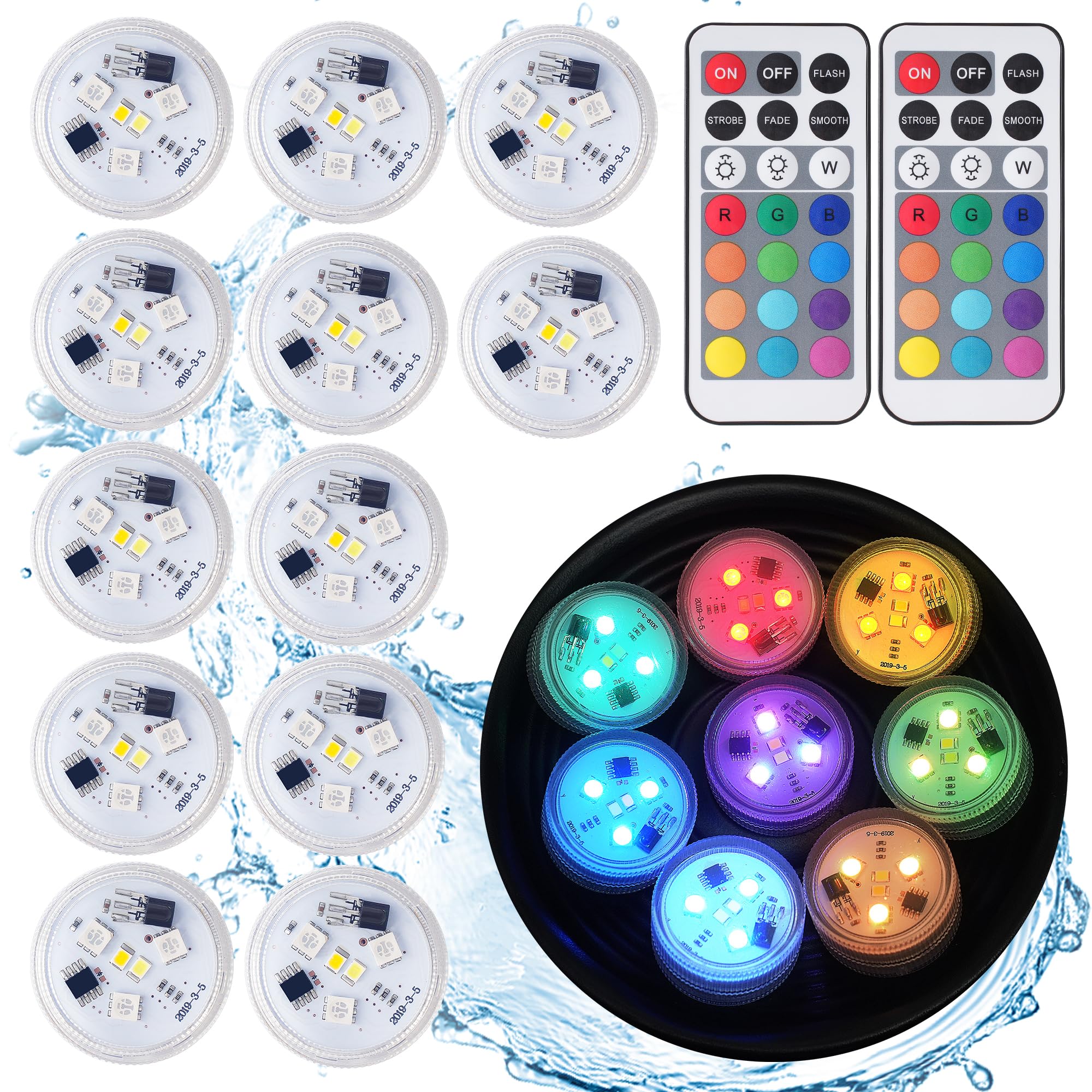 Aled Light Submersible Led Lights With Remote,12 Pcs Rgbw Pool Light,Waterproof Pond Tea Light,Underwater Lights,Suitable For Va