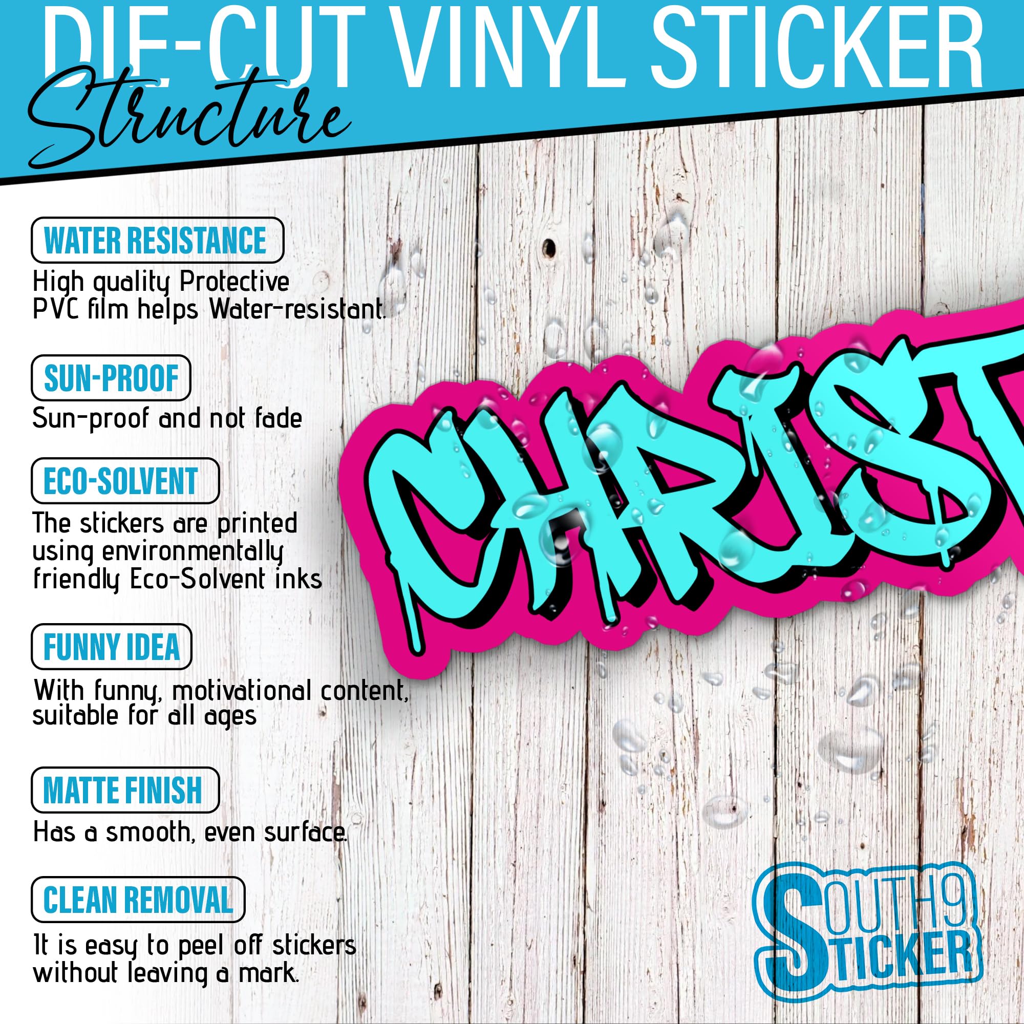 Custom Graffiti Name Sticker Personalized Custom Font Graffiti Name Decal Die Cut Vinyl Stickers For Hard Hat Water Bottle Lapto