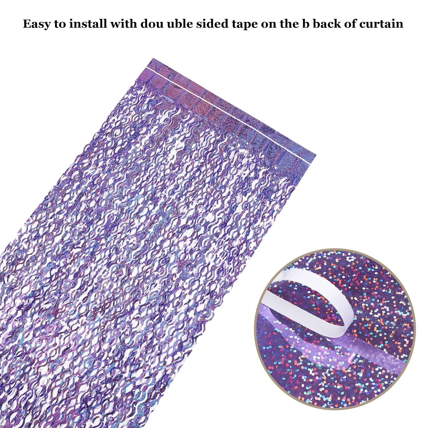 Purple Foil Fringe Curtains Party Decorations   Cylmfc 3 Pack 3.3 Ft X 6.6 Ft Foil Party Curtain For Hallowee Christmas Graduati