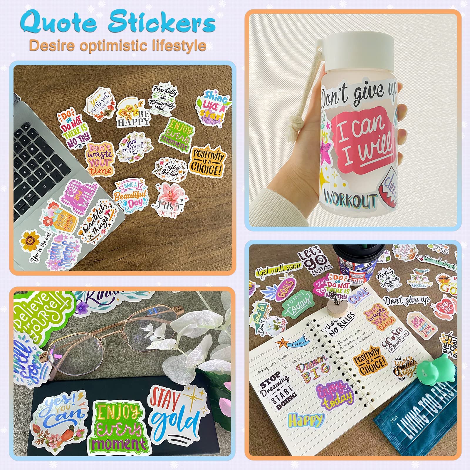 Inspirational Stickers,150Pcs Motivational Stickers For Water Bottles Positive Quote Stickers For Journaling Scrapbook Aesthtic