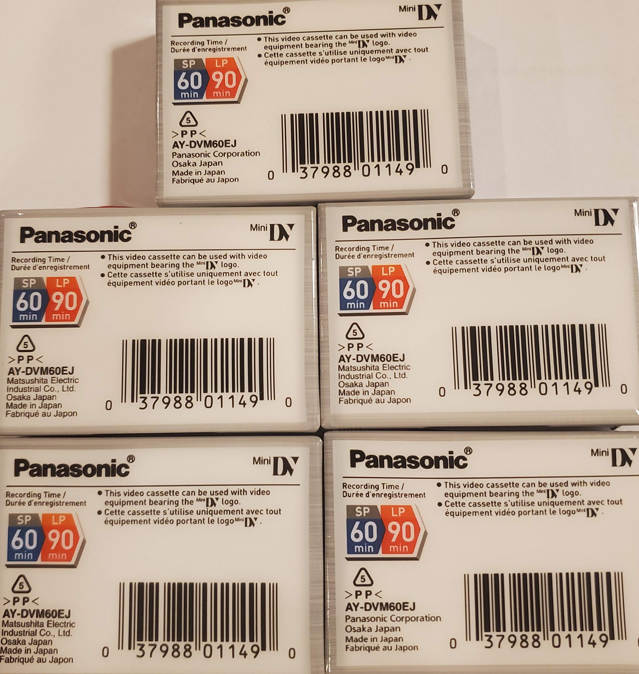 Panasonic Ay Dvm60Ej5P Minidv Tapes (60 Minute, Pack Of 5)