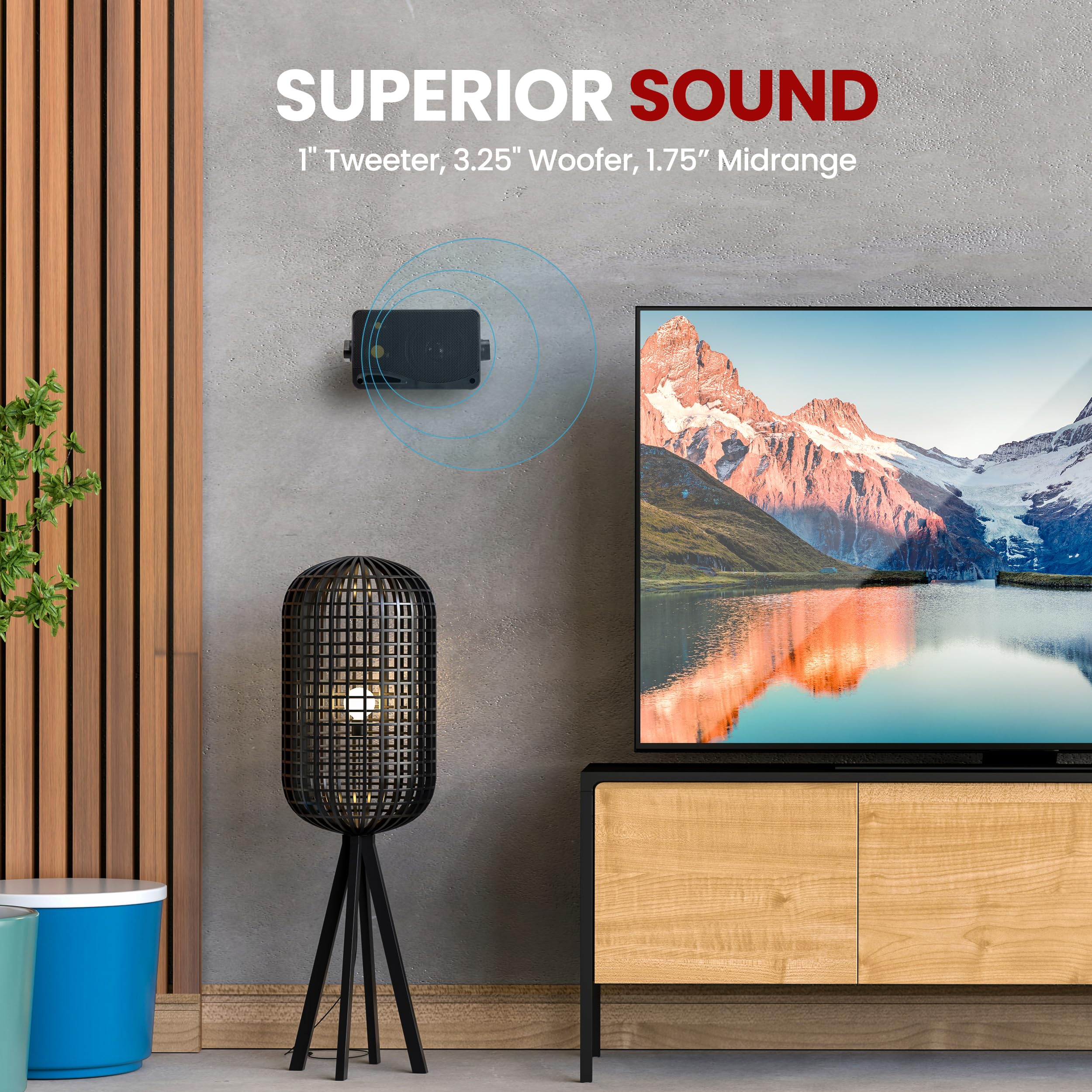 Pyramid 3 Way Indoor Outdoor Speaker System   3.5 Inch 200W Pair Of Mini Box Ceiling Wall Mount Speakers W/1'' Tweeter, 3.25'' W