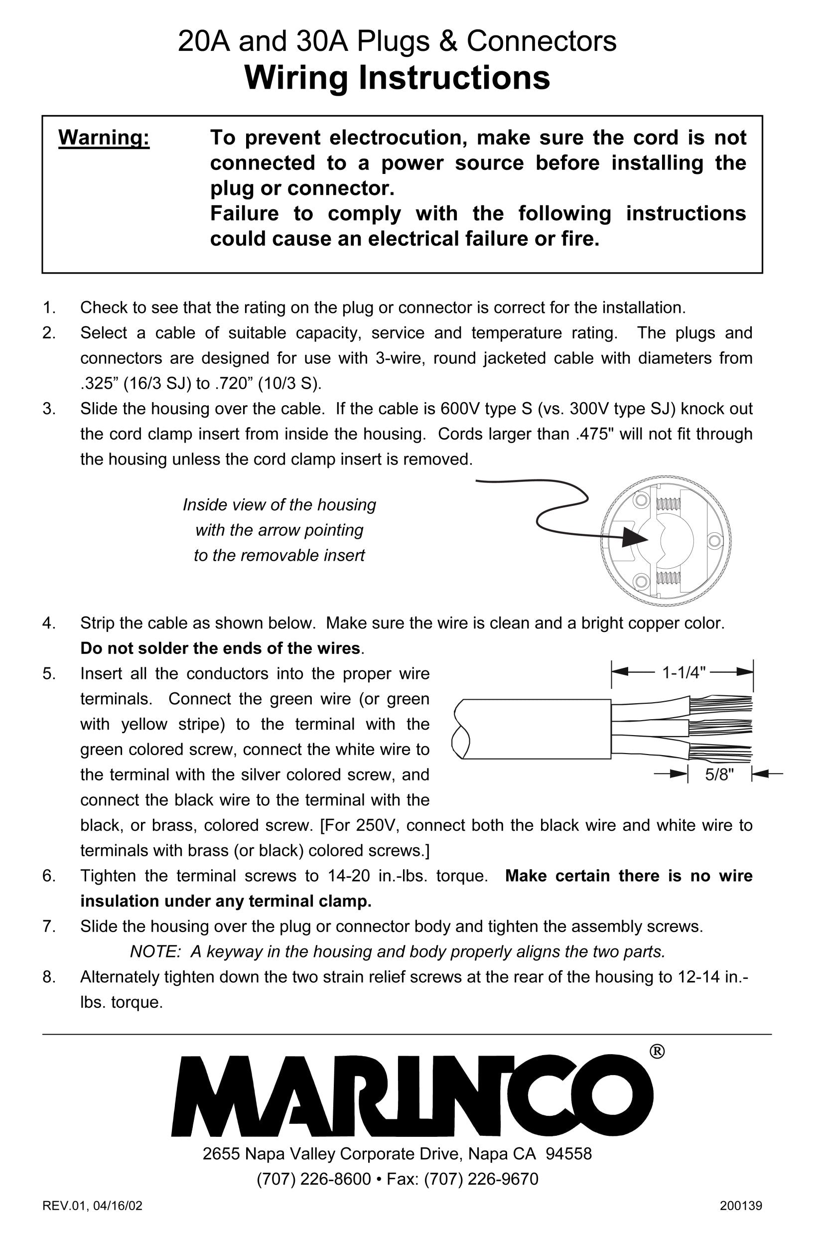 Marinco 5369Cr Connectors, 20A, 125V