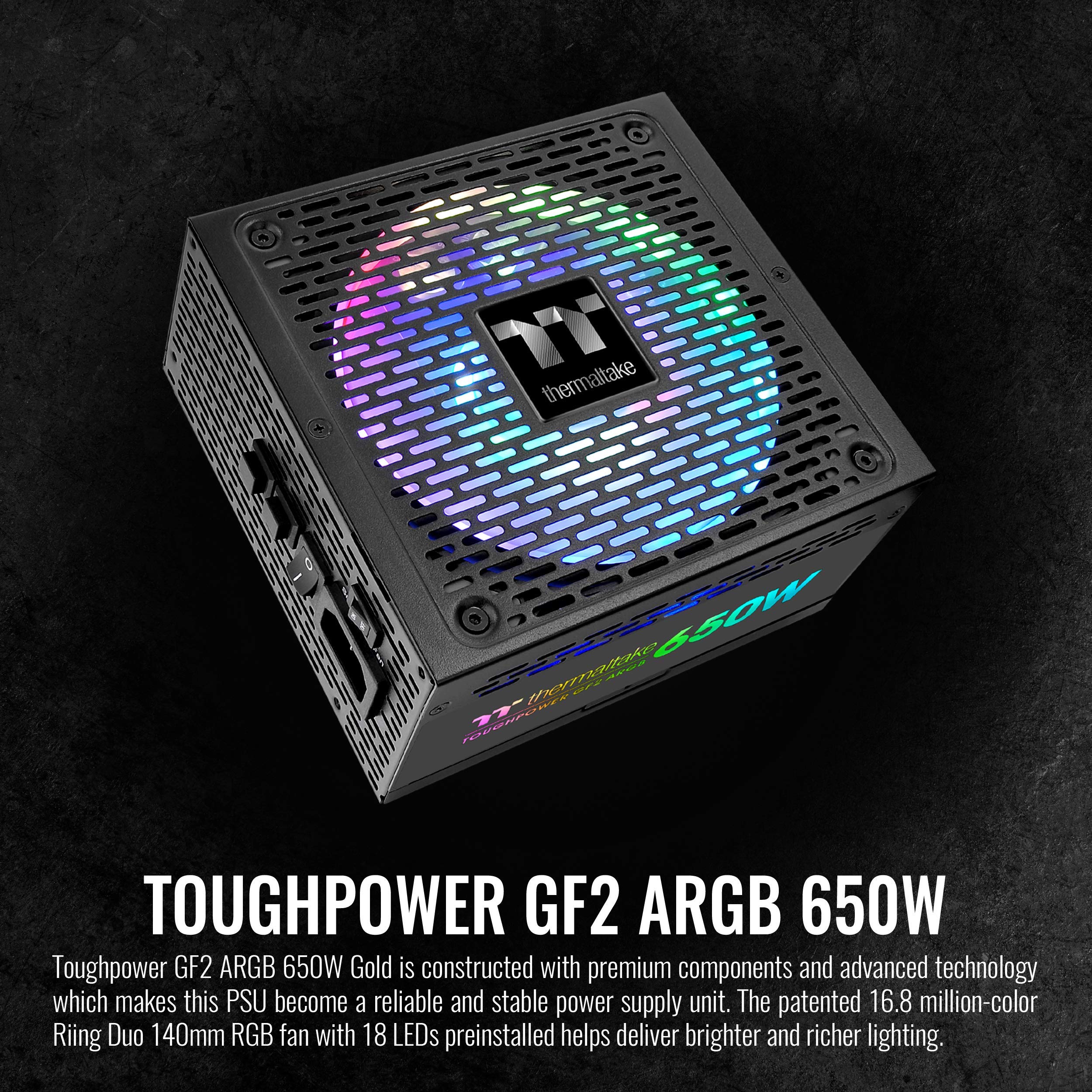 Thermaltake Toughpower Gf2 Argb 650W 80+ Gold 16.8 Million Colors 18 Addressable Leds 5V Motherboard Sync/Analog Controlled Sli