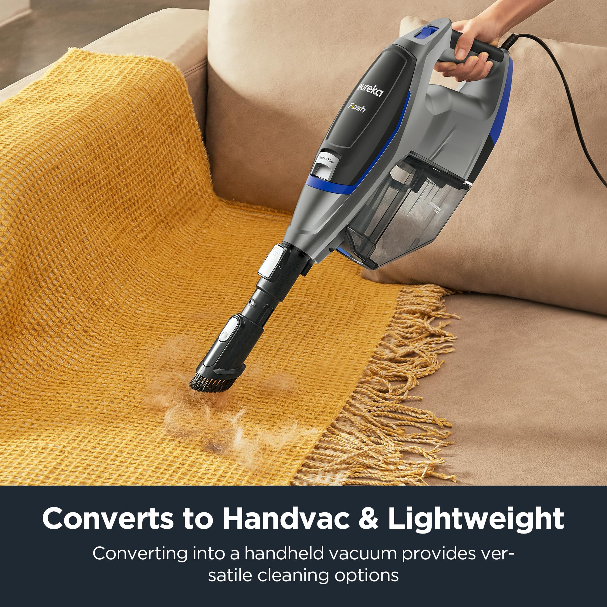 Eureka Corded Stick Home Pet Hair Lightweight Vacuum Cleaner With Powerful Suction For Carpet Tile And Hard Floor, Nes520Bl 2 In