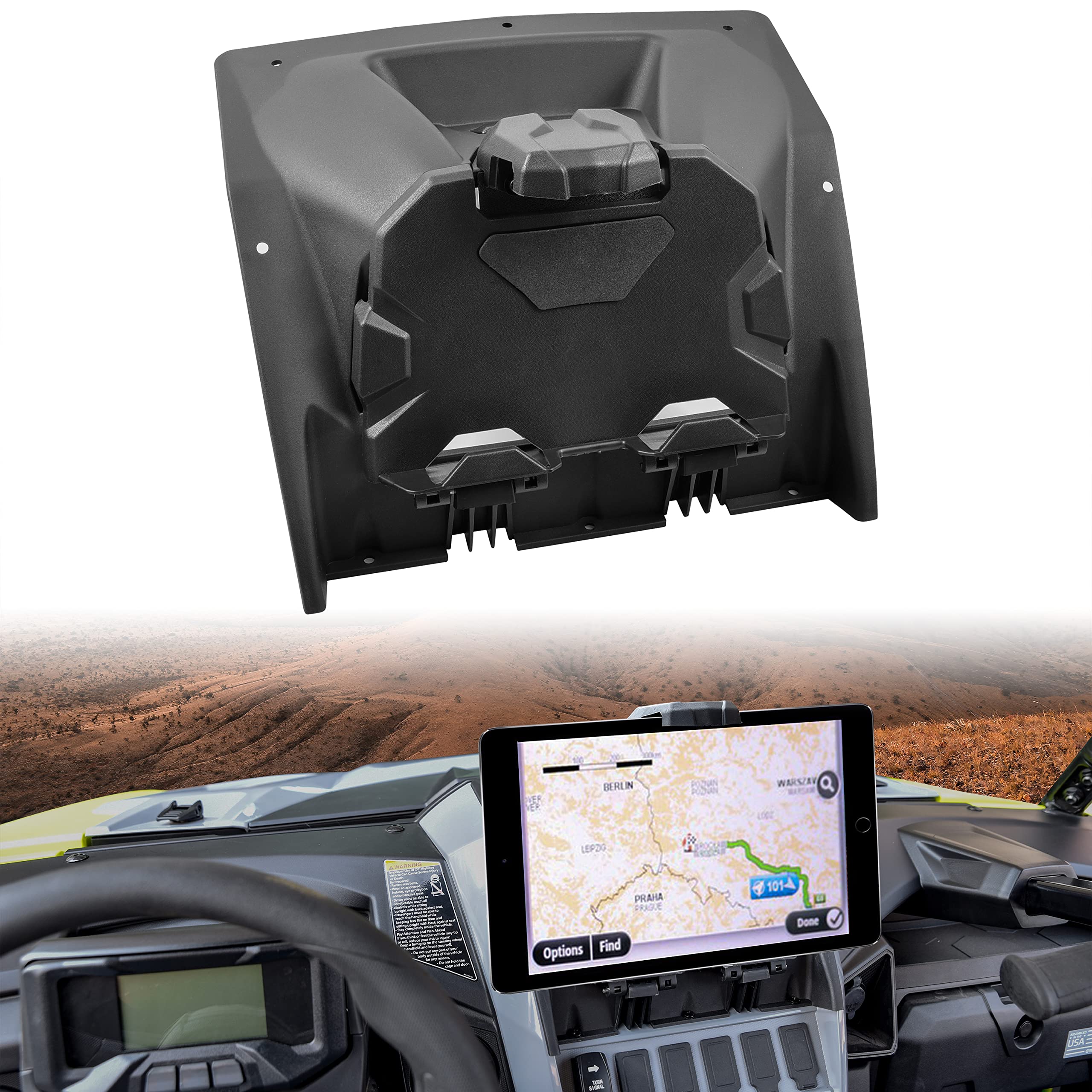 KATIMOTO Electronic Device Tablet Holder for Yamaha RMAX 1000 21-25, UTV Phone GPS Mount Holder with Storage Box Organizer Tray 