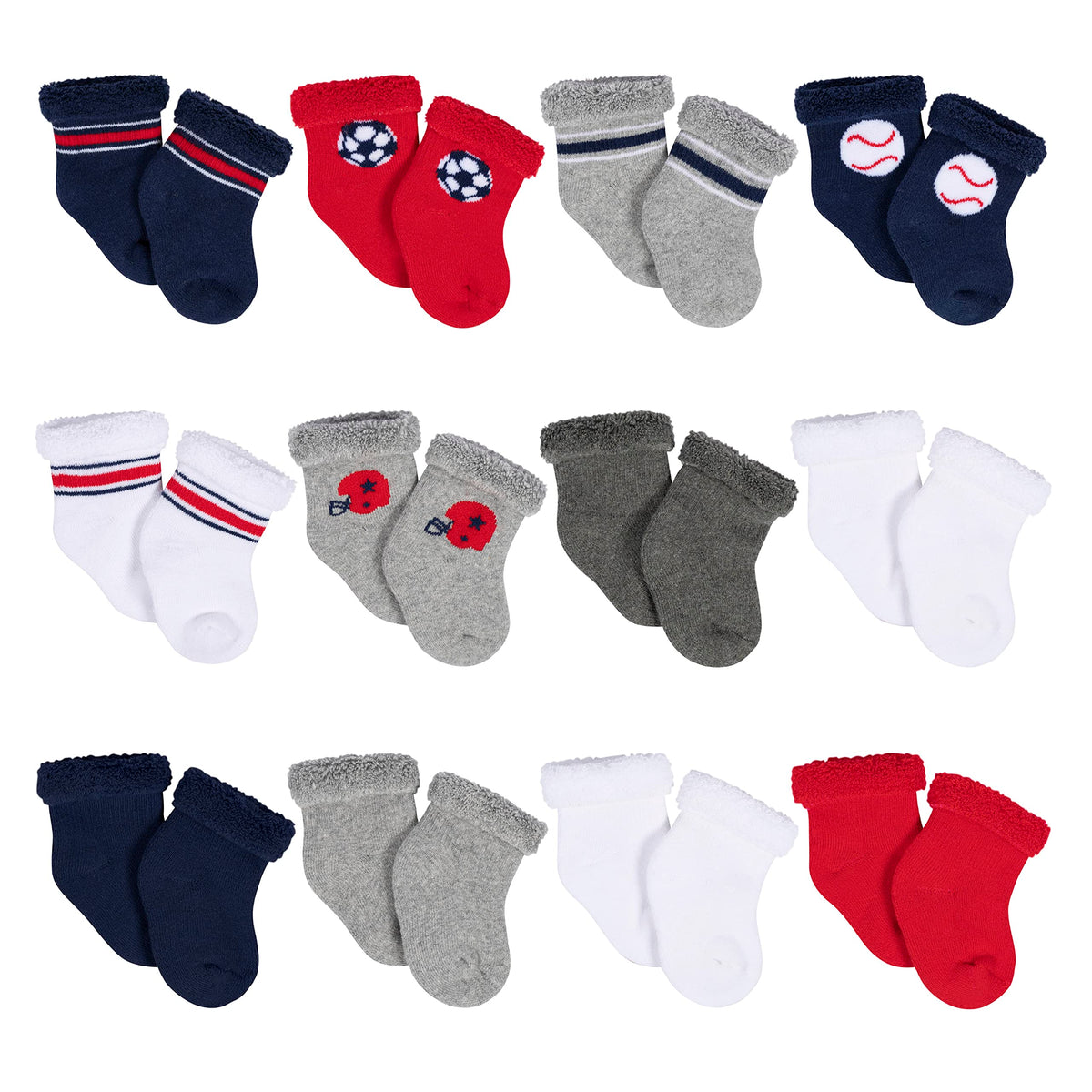 Gerber Unisex Baby 12 Pair Sock Bundle Sports Blue 6 9 Months