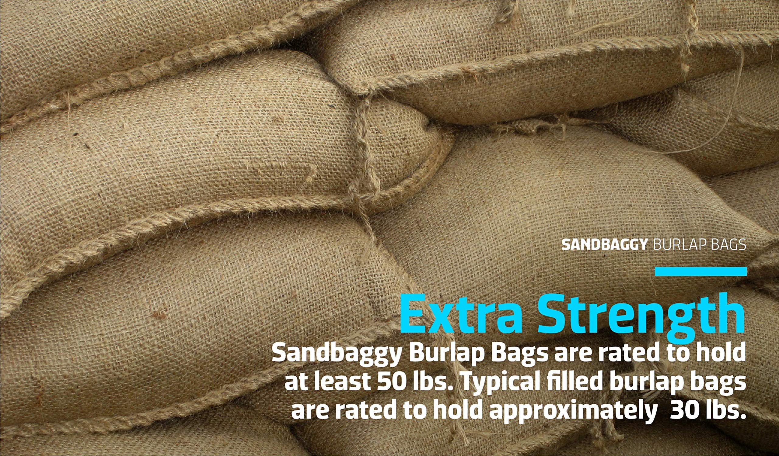 Sandbaggy Burlap Sand Bag - Size: 14 X 26 - Sandbags 50Lb Weight Capacity - For Flooding, Flood Water Barrier, Tent Sandbags, St