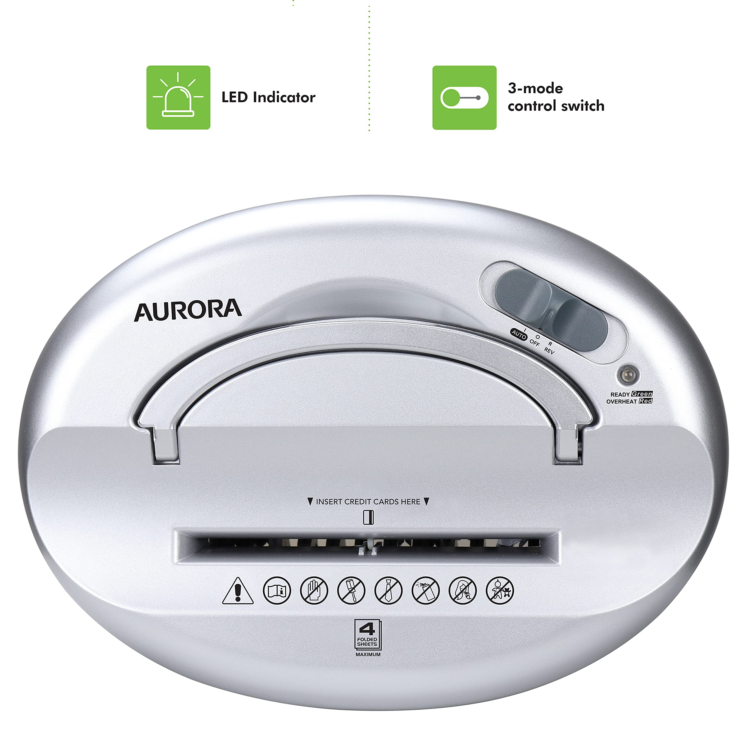 Aurora Desktop-Style Cross-Cut Paper Shredder, 4-Sheet Crosscut Desktop