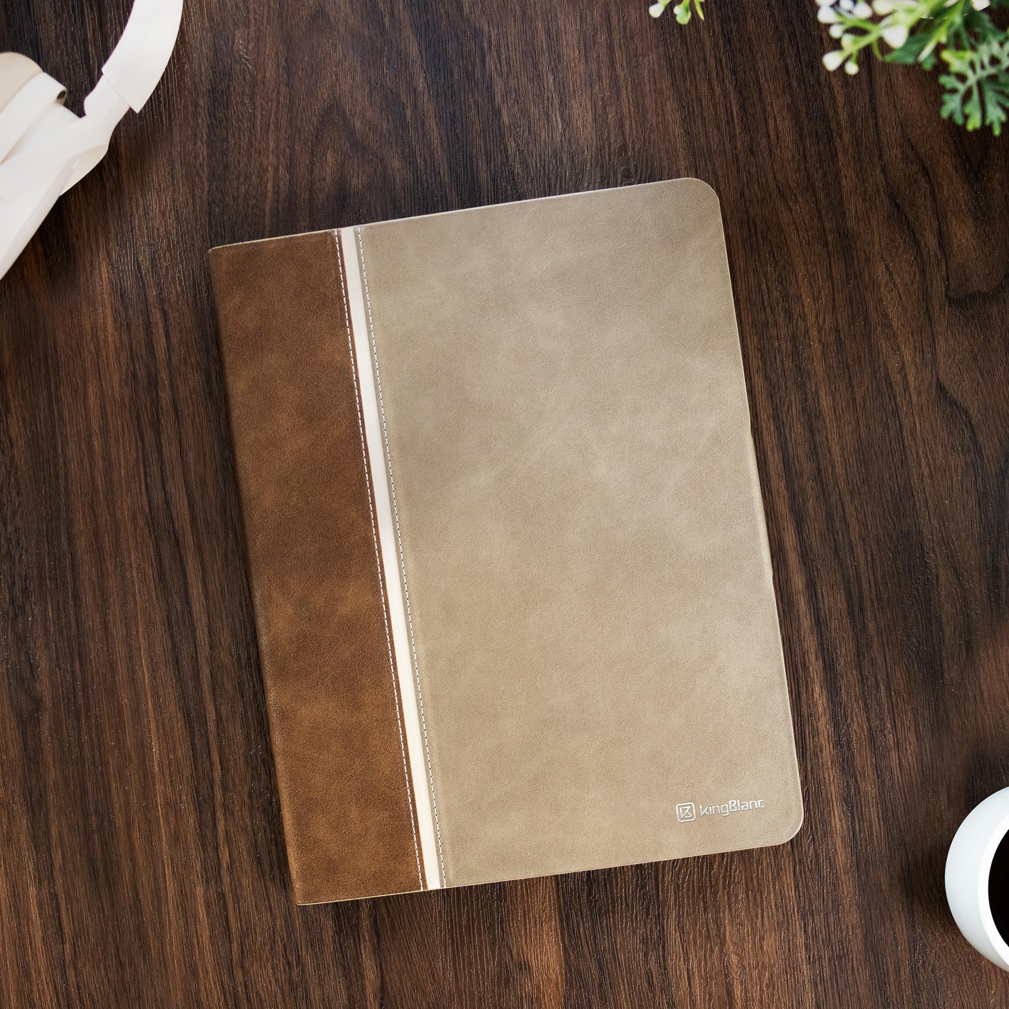 Kingblanc Case For Ipad Pro 11 Inch Case 4Th/3Rd/2Nd Generation (2022/2021/2020) With Pencil Holder, Vegan Leather Bicolor Cover