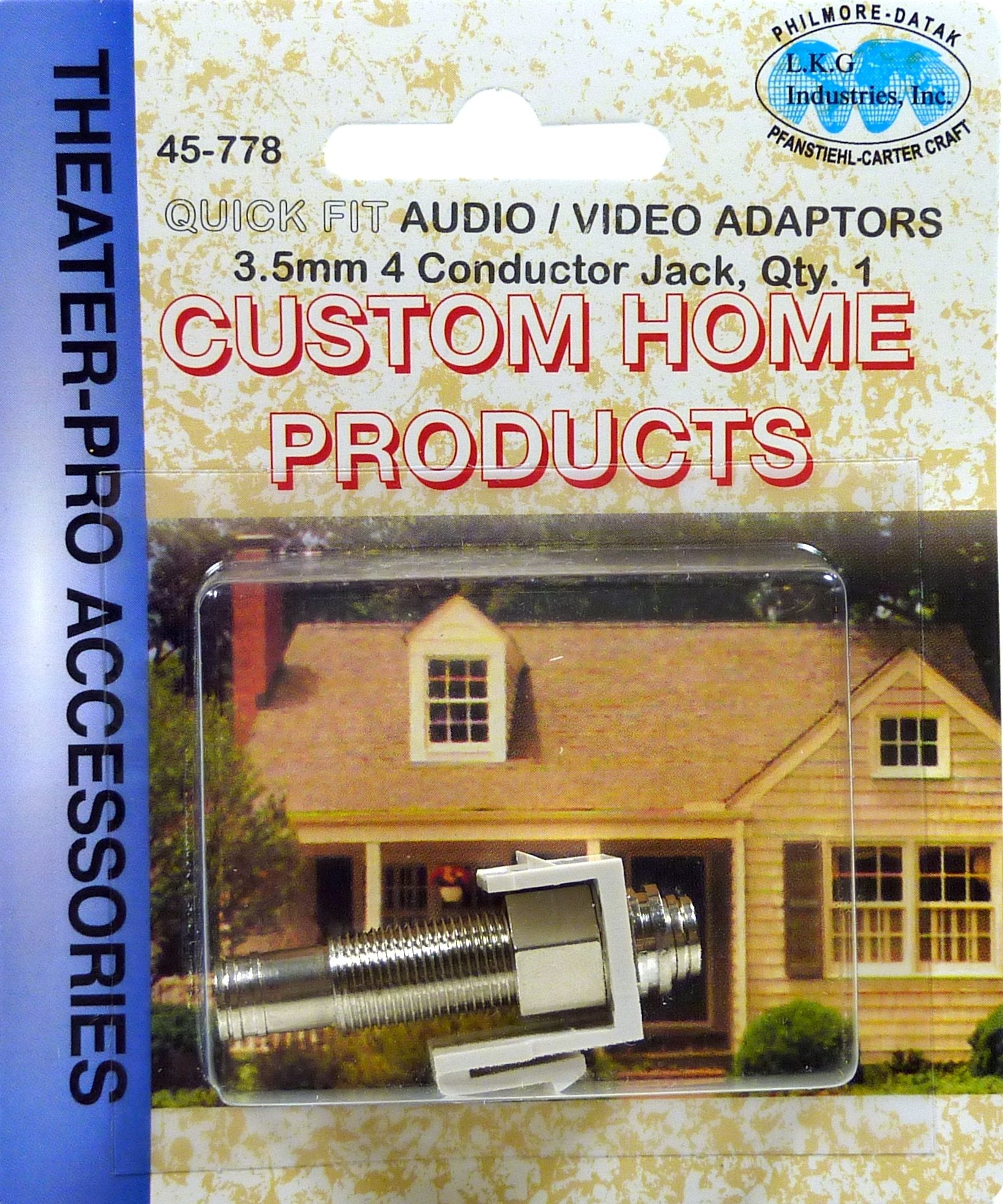Philmore Snap In 1/8'' 3.5Mm Trrs 4 Pole Conductor White Keystone Female Jack In Line Modular Coupler For Wall Plate; 45 778
