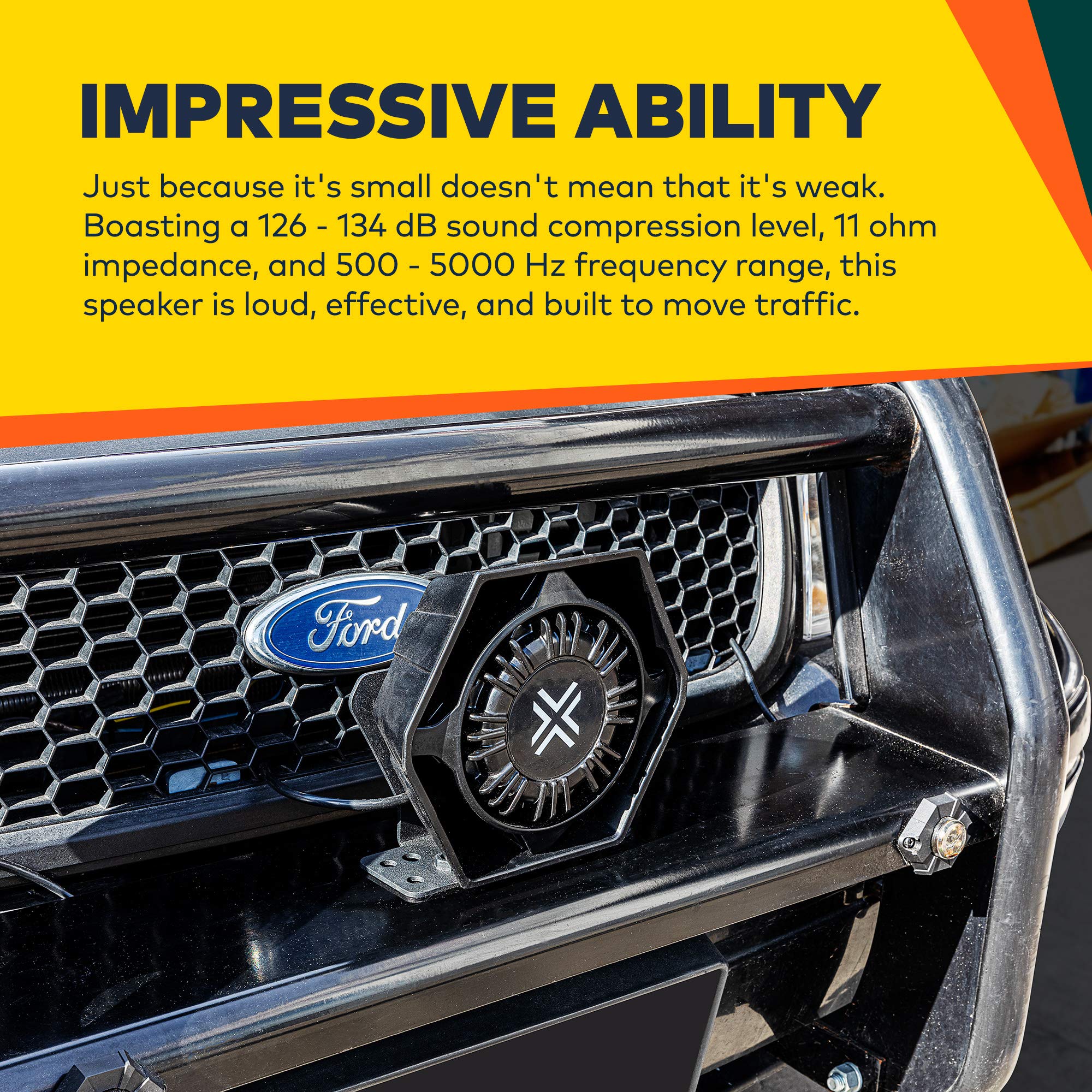 Thunderwave 100W Compact Siren Speaker [126 134 Db] [500 5,000 Hz] [Ip66 Waterproof] [Universal Fit Compatible] Police Siren Speaker For Emergency Fire Vehicles Pov Utv