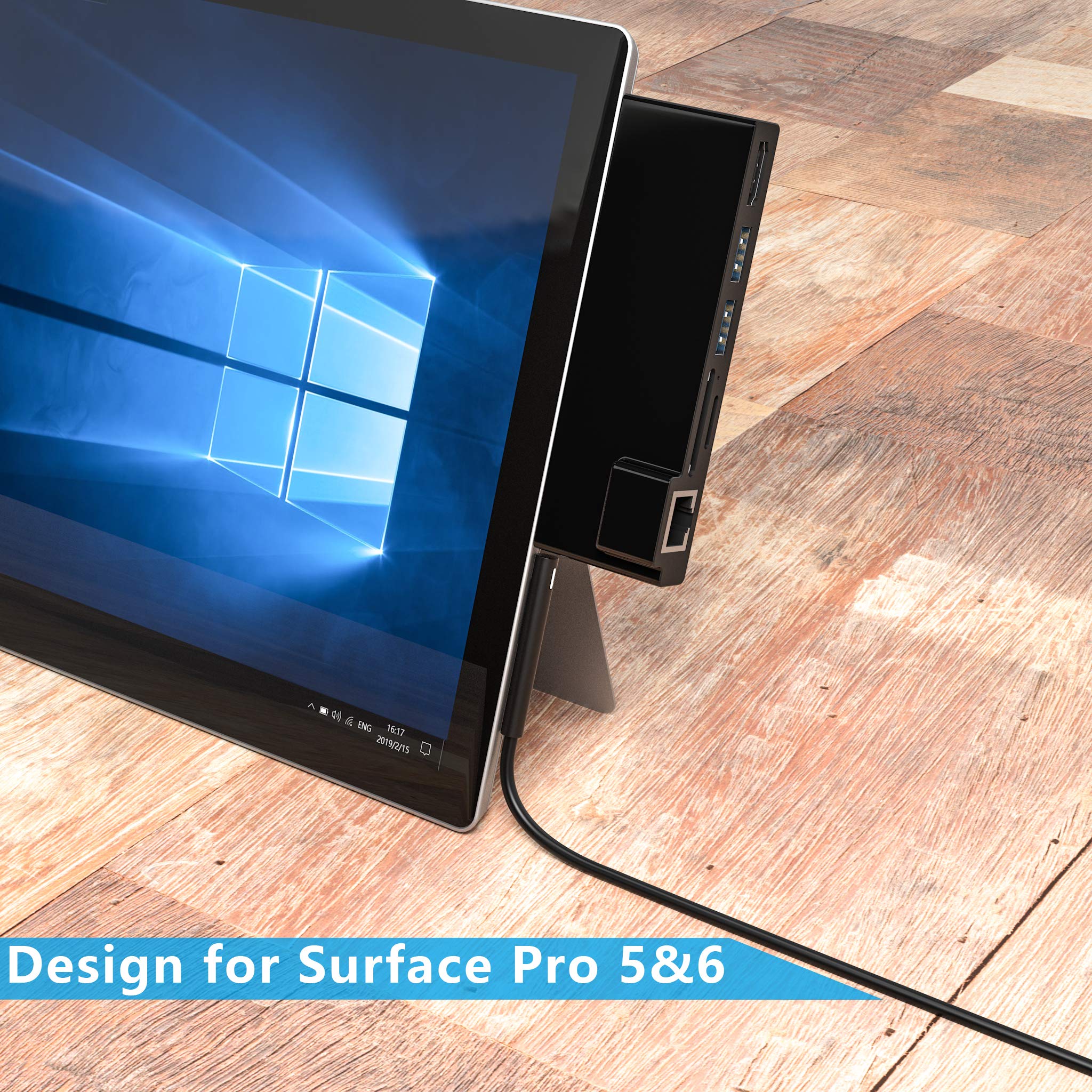 Portable Dock For Surface Pro 4/5/6 Usb Hub Docking Station With 1000M Ethernet Port, 4K Hdmi, 2 X Usb 3.0 Ports, Sd/Micro Sd Ca