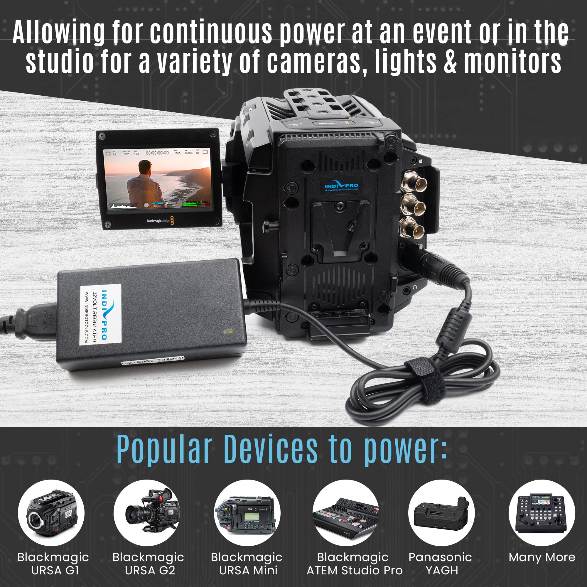 Indipro 12V, 10A Ac Power Supply With 4 Pin Neutrix Xlr Female Connector | Power Pro Cameras, Lights & Other Devices | Provide Continuous Power | Accepts 100 To 240 Vac Power | 8� In Length