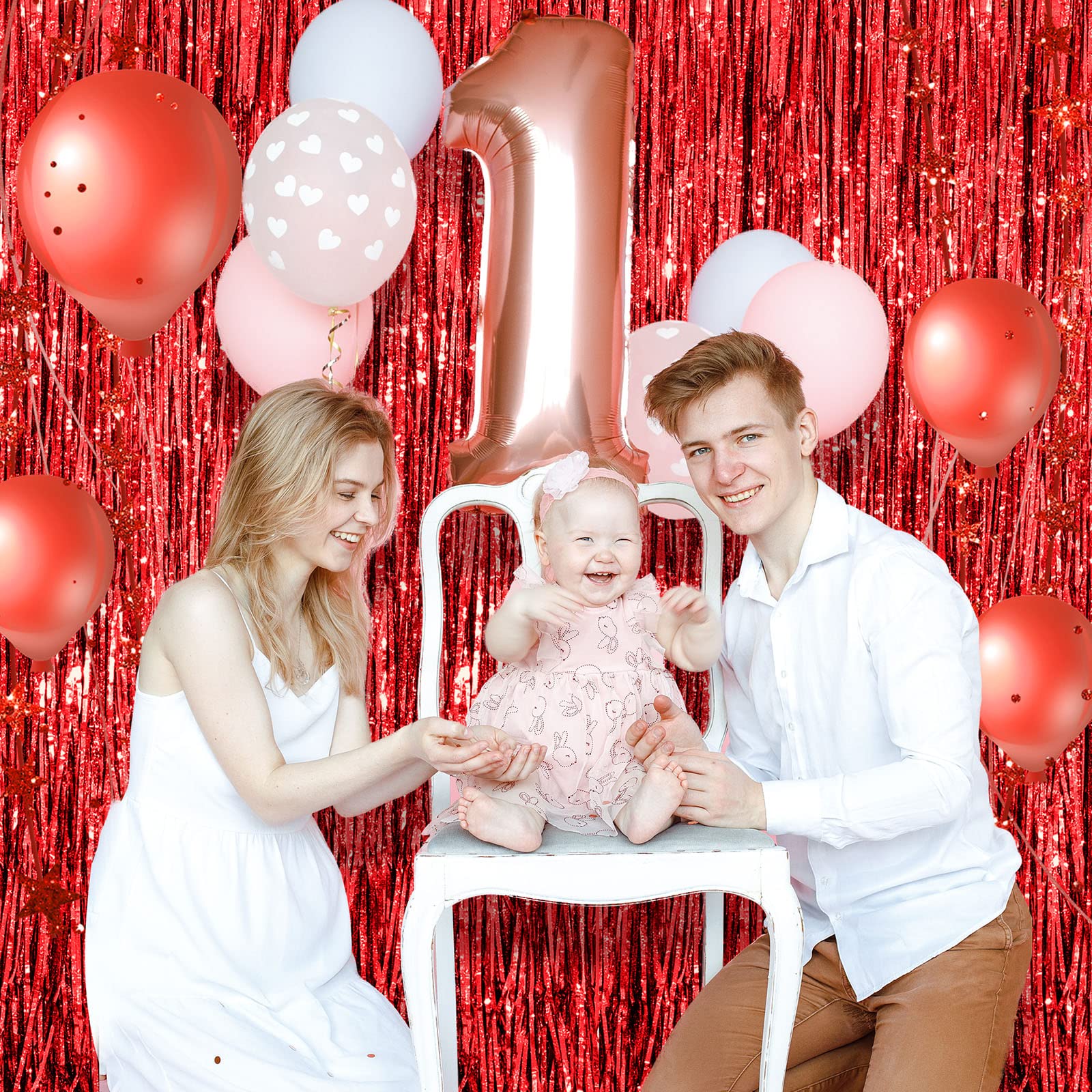 Yunlly 4 Pcs Tinsel Foil Fringe Backdrop Curtains For Disco Graduation Birthday Party Decoration Metallic Glitter Streamer Backd