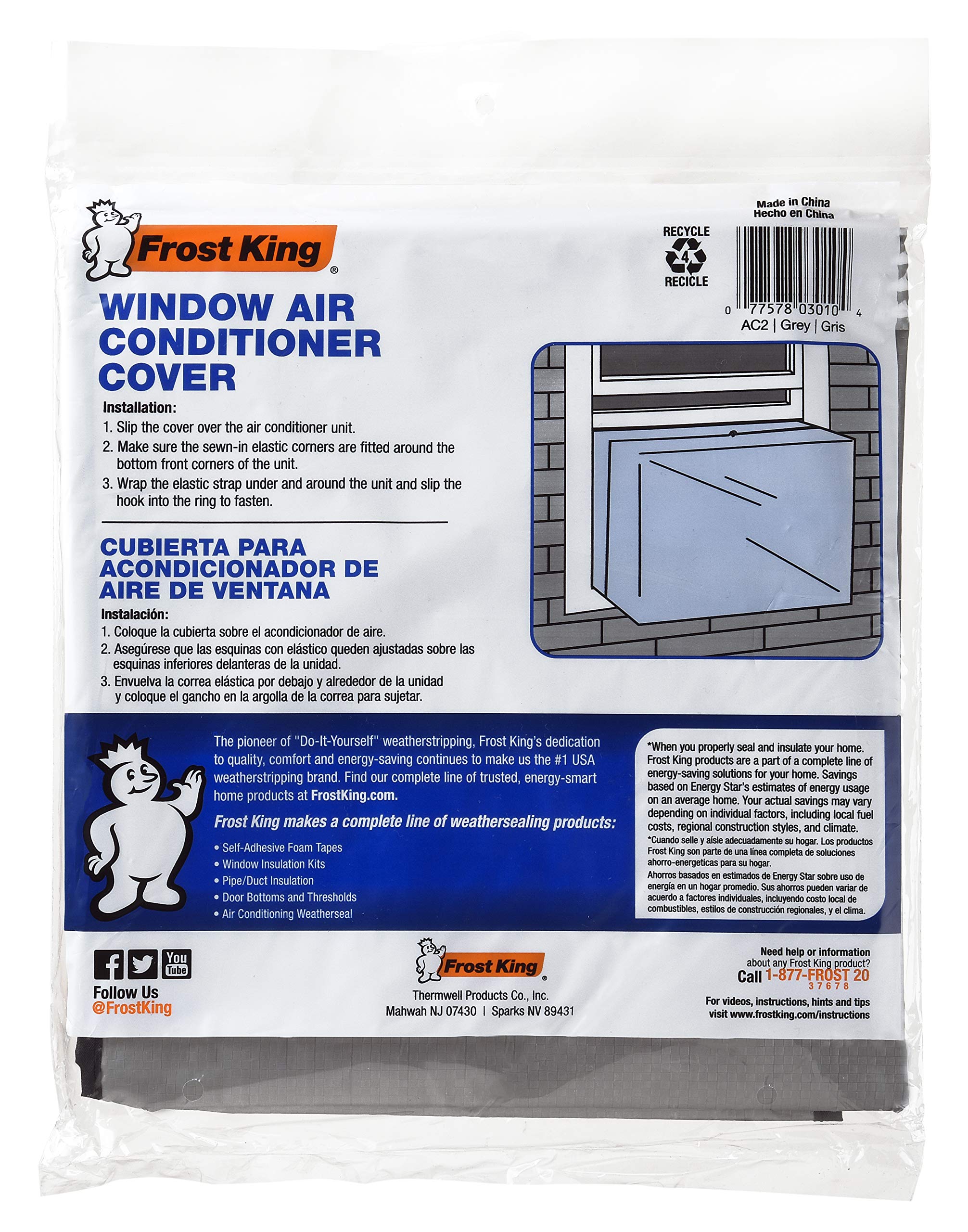 Thermwell Frost King Ac2H Outside Window Air Conditioner Cover, 18 X 27 X 16 Inch, 18''X27''X16''X6, 18'' X 27'' X 16'' X 6 Mil