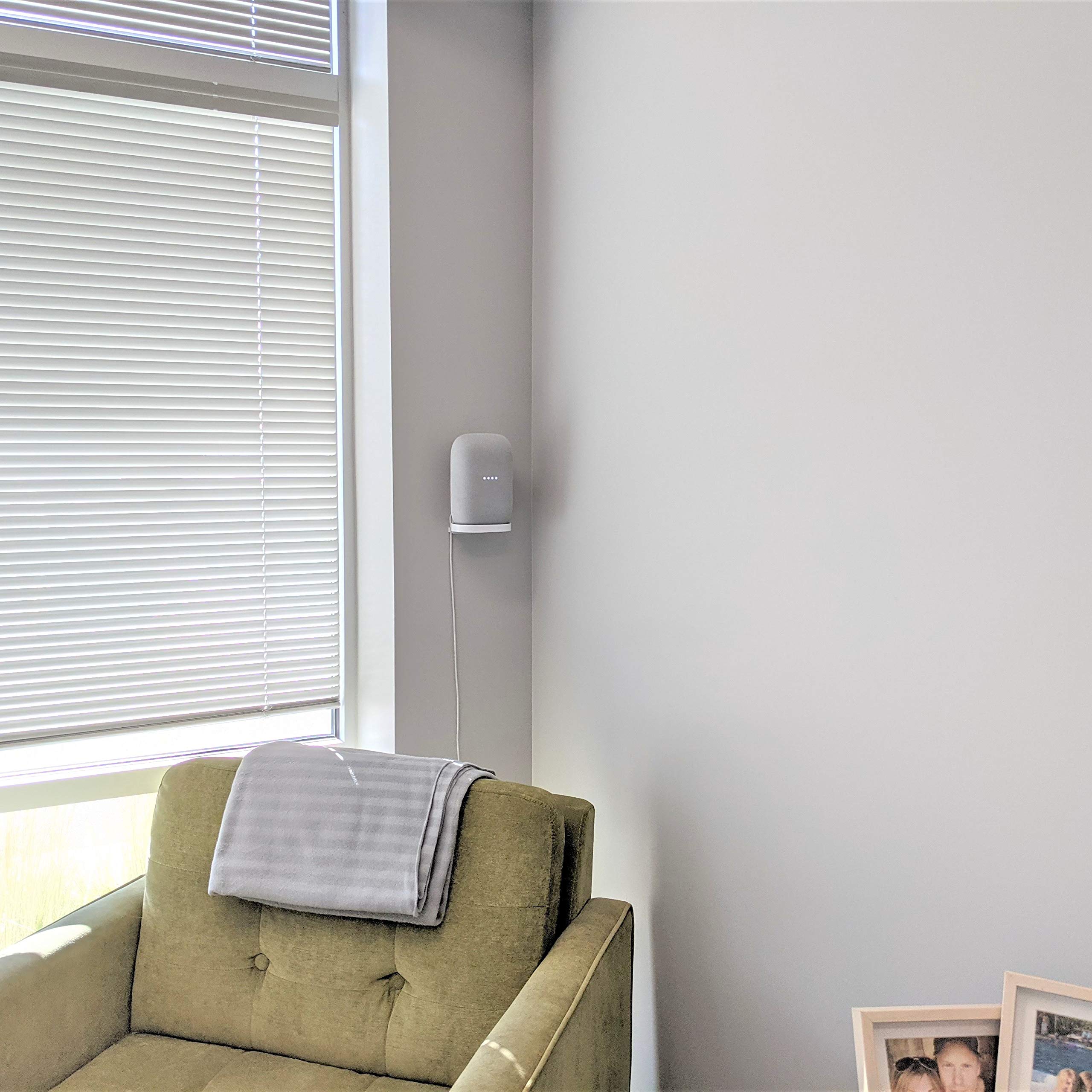 Mount Genie Affordable Essentials Wall Mount Hanger Stand For Nest Audio (White, 1-Pack): Screw And Screwless Install Options, T