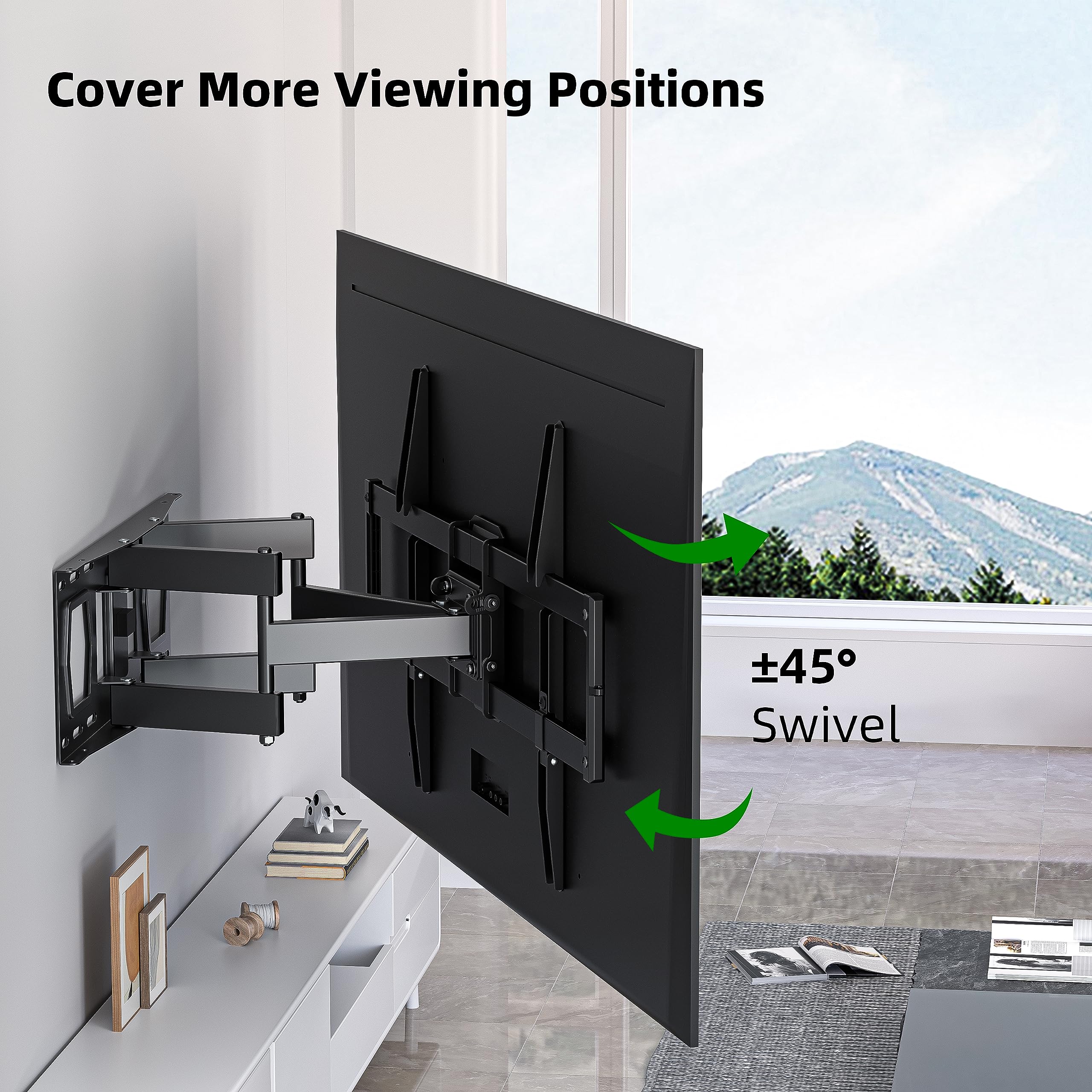 Full Motion Tv Wall Mount For Most 37-84 Flat Screen Tv, Swivel Or Tilt Tv Wall Bracket With Dual Articulating Arms, For 12-16 W