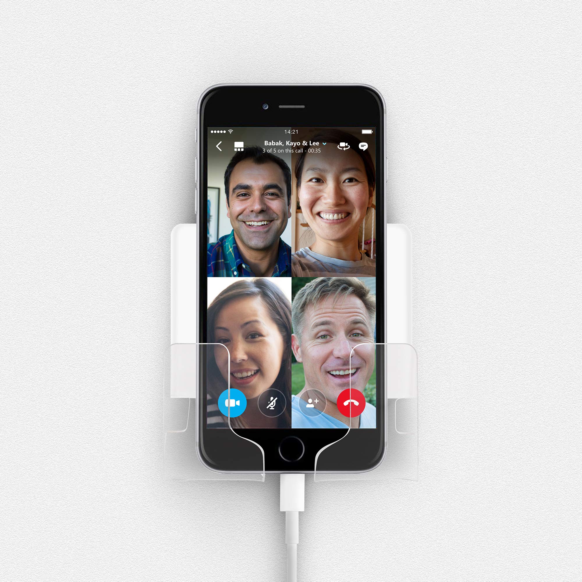 Txesign Adhesive Wall Phone Holder Mount For Smartphones Iphone External Battery Wall Holder Mount (Silky White & Transparent)