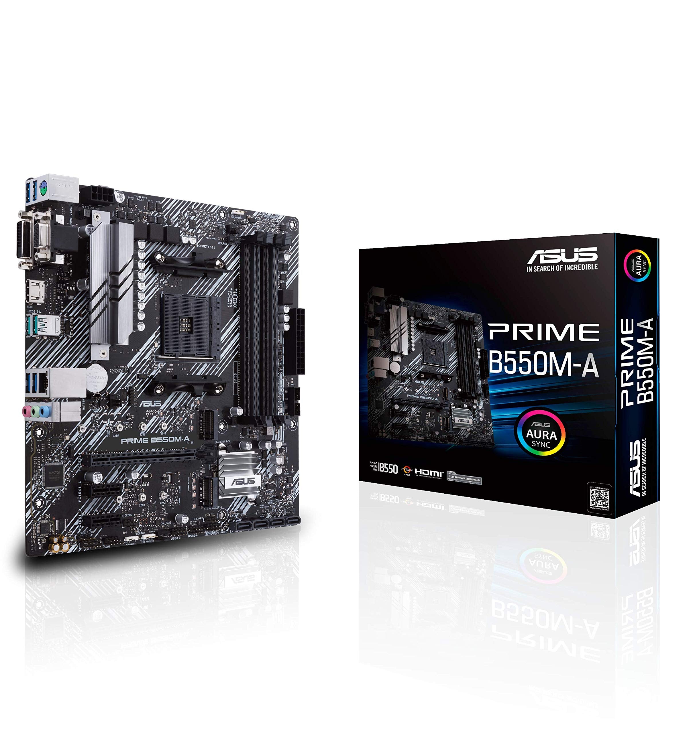 ASUS Prime B550M-A/CSM AMD AM4 (3rd Gen Ryzen) microATX Commercial Motherboard (PCIe 4.0, ECC Memory, 1Gb LAN, HDMI 2.1/D-Sub, 4