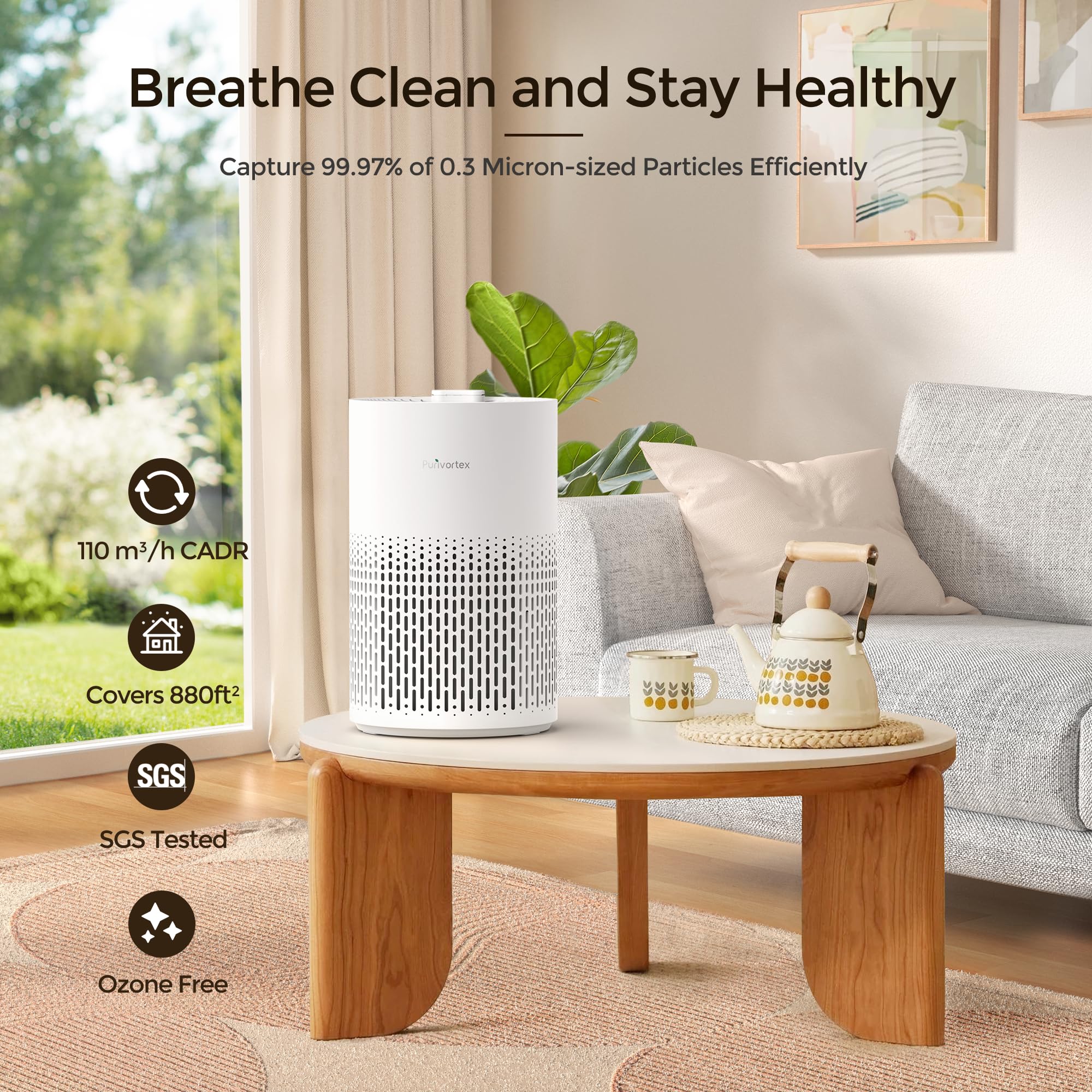 Air Purifiers For Home, Hepa Filter Cleaner With Fragrance Sponge, Filters A11Ergies, Pollen, Smoke, Dusts, Pets Dander, Odor, H