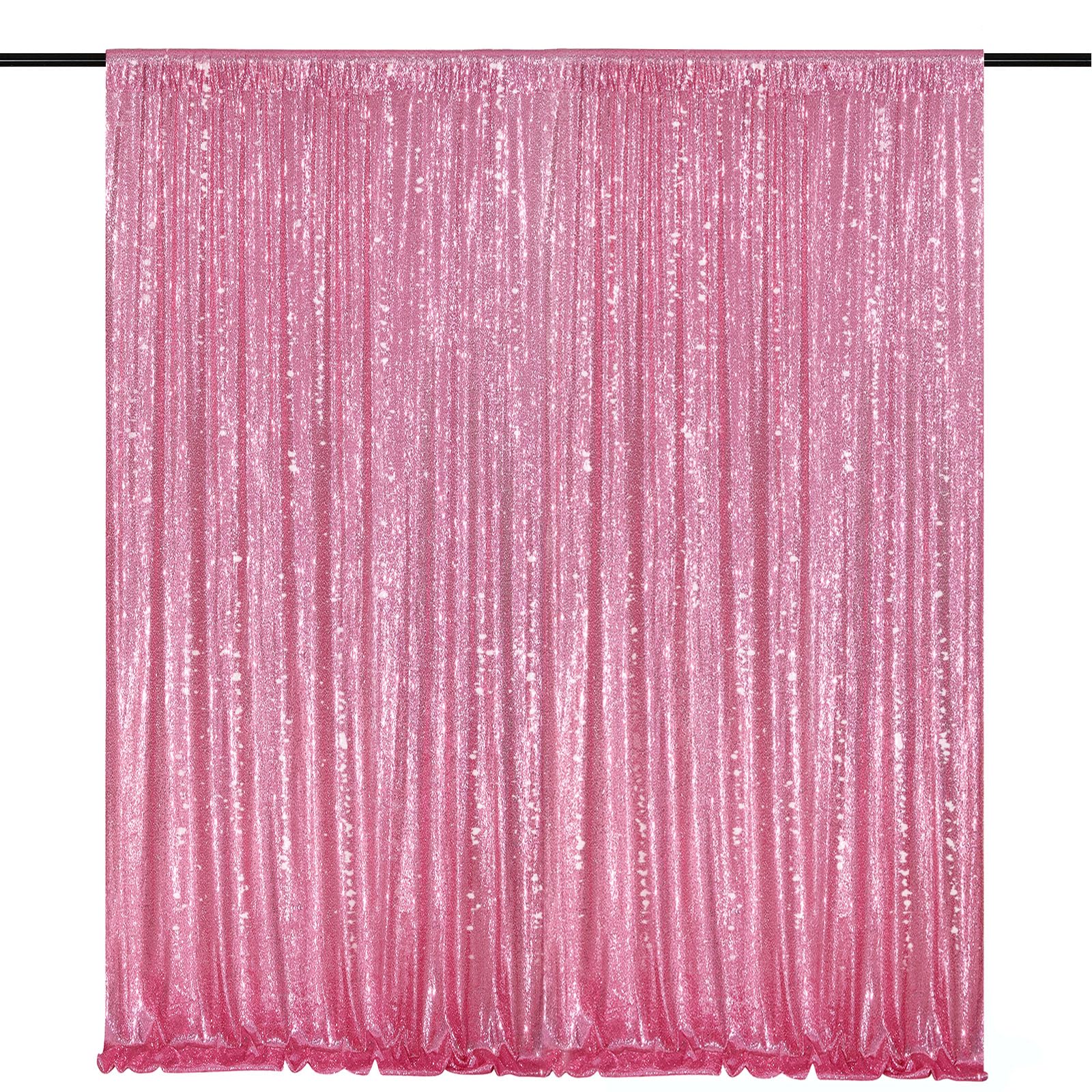 Sequin Backdrop 8ft x 8ft Blush Pink Glitter Backdrop Curtains Glitter Background for Baby Shower Wedding Party Decorations