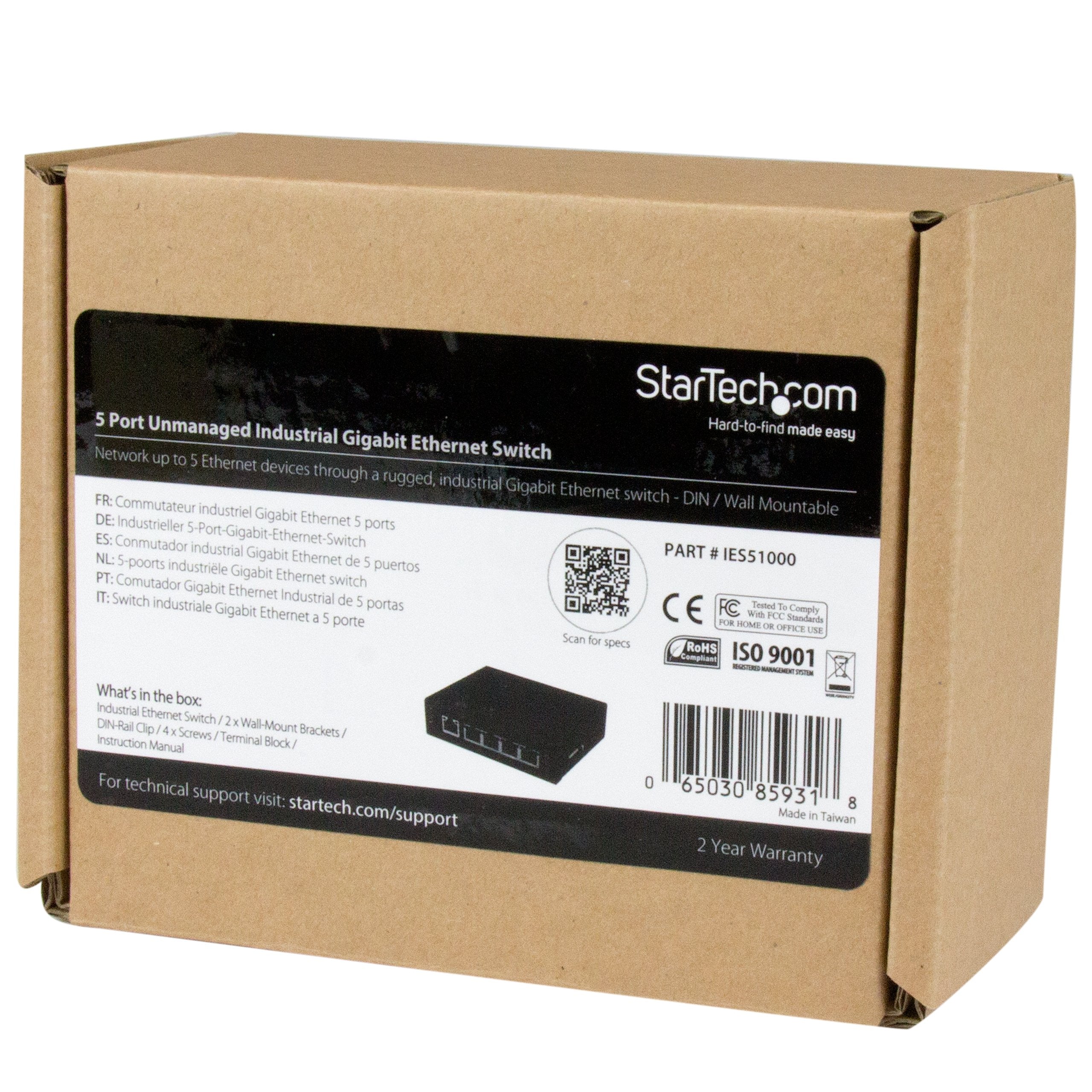 Startech.Com 5 Port Unmanaged Industrial Gigabit Ethernet Switch   Din Rail / Wall Mountable Network Switch   Rugged Ip30 Gigabi